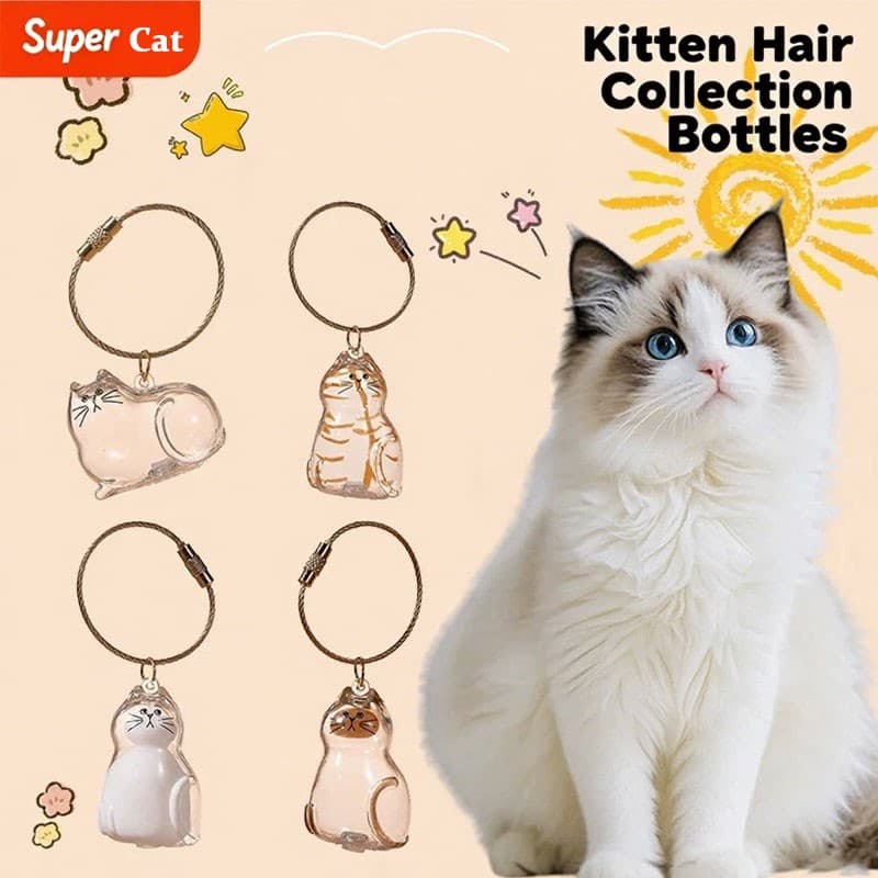 6PC Cat hair storage box pendant cat hair storage capsule keychain commemorative