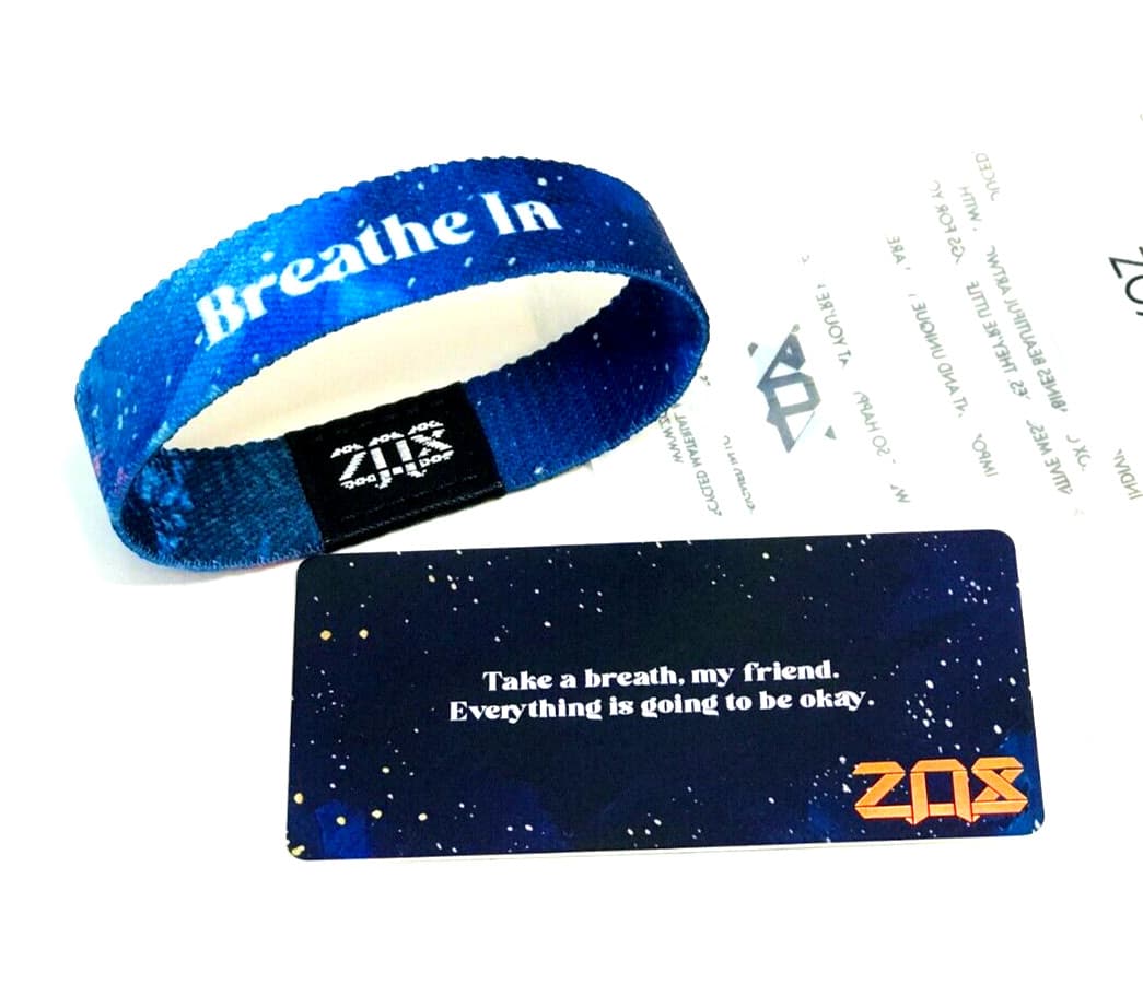 ZOX **BREATHE IN** Silver Single Small NIP Wristband w/Card 3