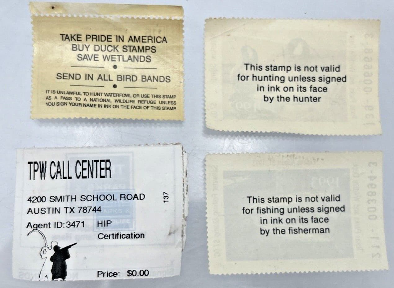 Lot 4 Collectible Hunting Fishing Conservation and Wildlife Stamps 1992 & 1993 6