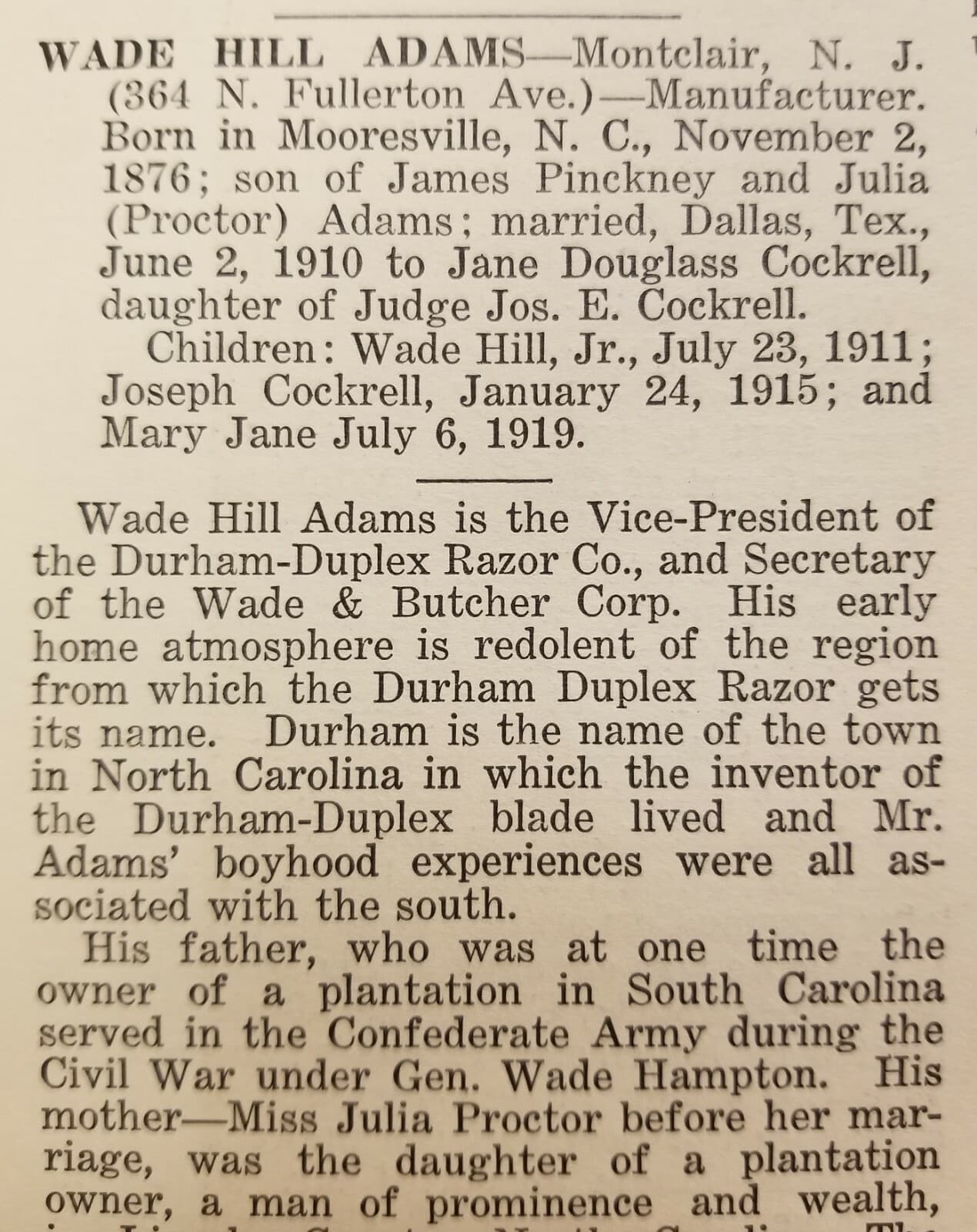 WADE HILL ADAMS 1923 New Jersey First Citizens Steel-Plate Engraving Portrait 3