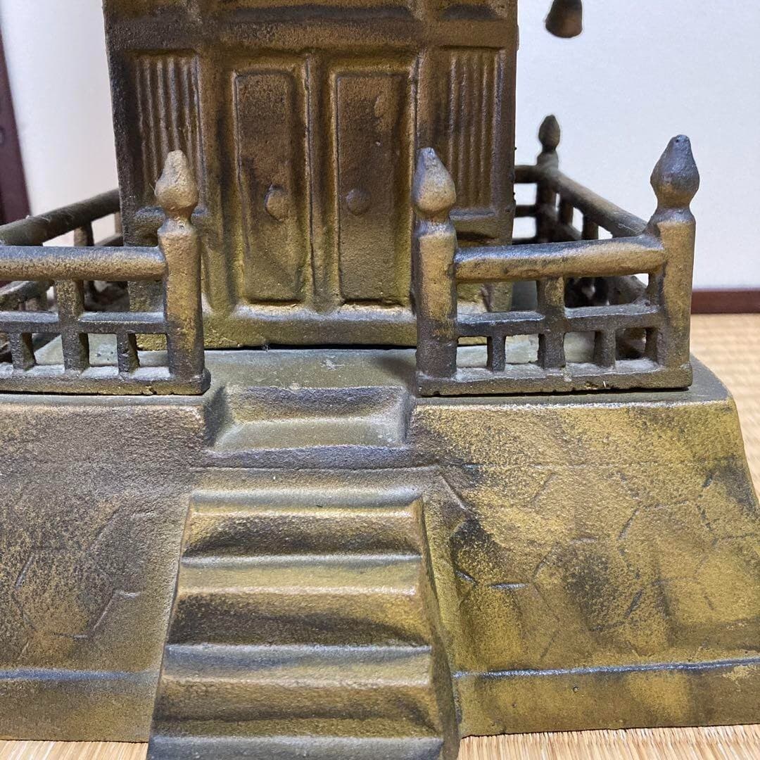 Japanese Antiques Metallic five-story pagoda ornament Height:30.7inches 4