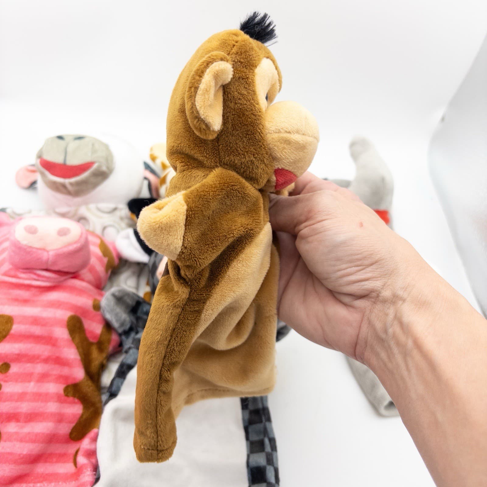 Melissa And Doug Hand Puppet Lot Of 6 Animals Monkey Cow Pig Sheep Elephant 3