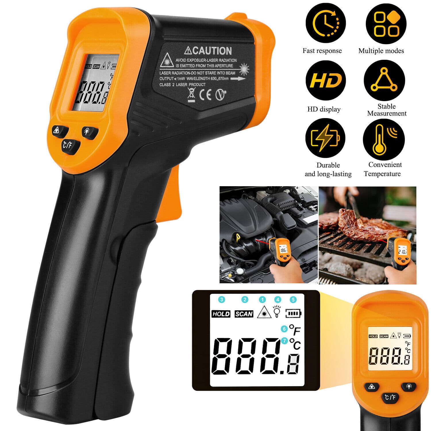 IR Infrared Laser Thermometer Temperature Gun Temp Measurement Meter Cooking US 2