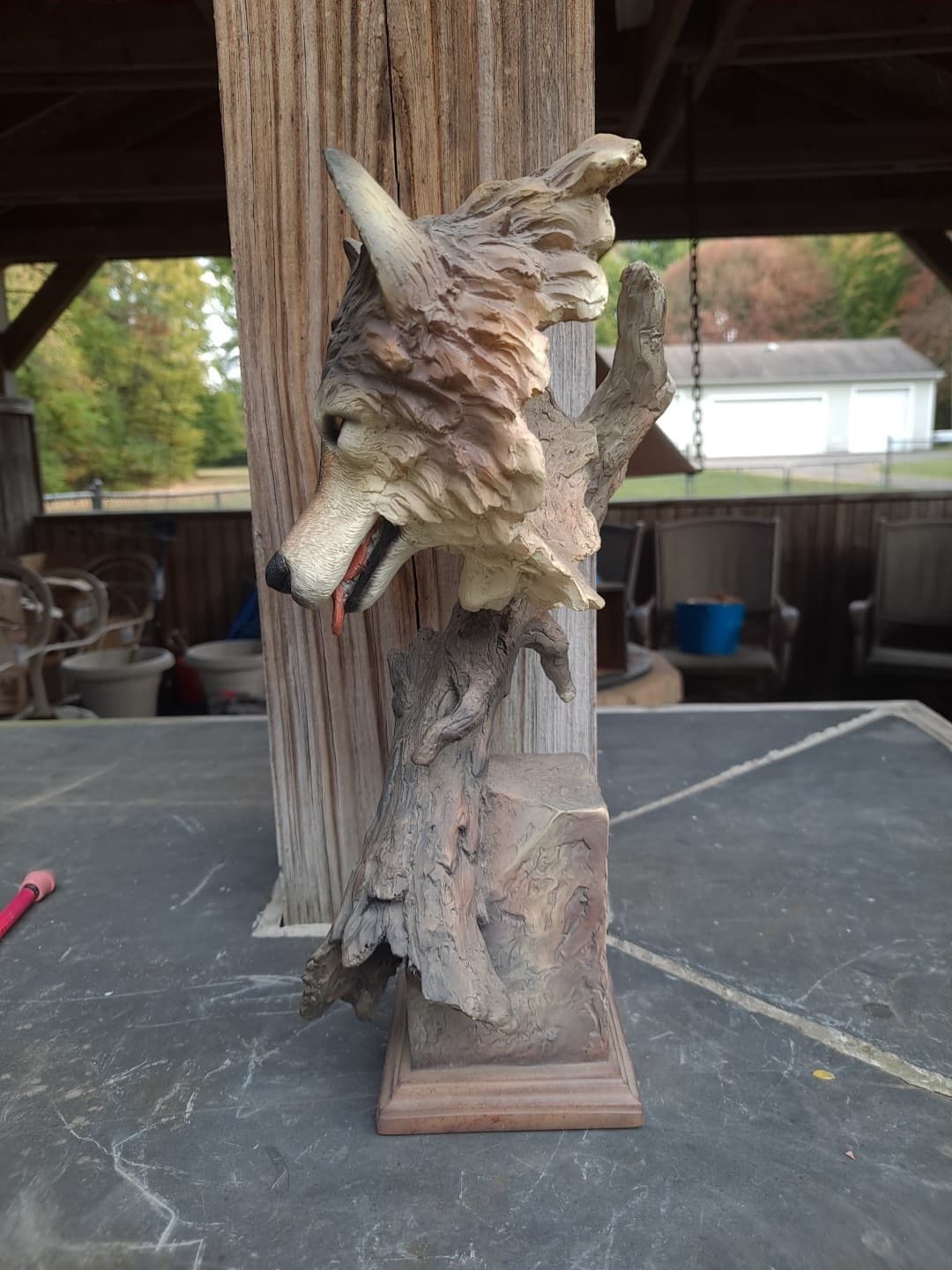 Fine Art Mint Condition Steven Herrero Survivor Wolf Sculpture Signed 2