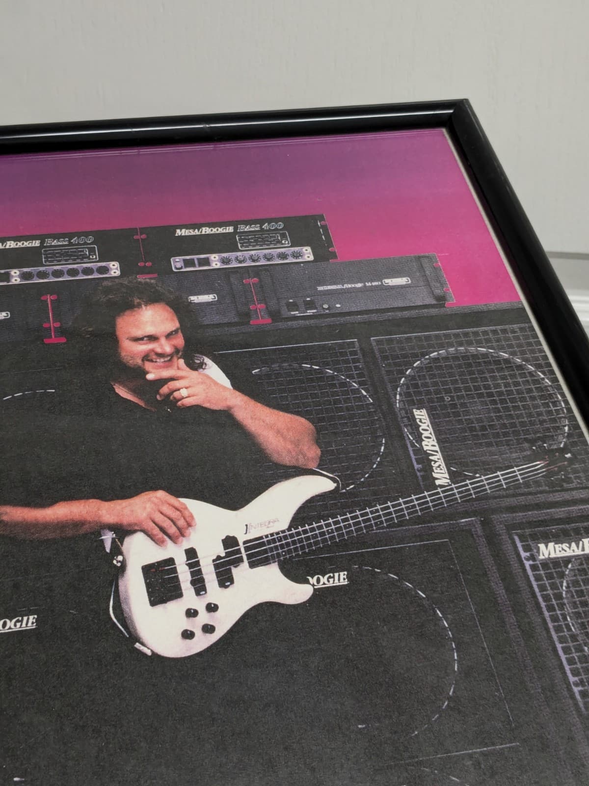 Michael Anthony Van Halen Vintage Framed Photo 1989 From Music Store 18 X 12 3