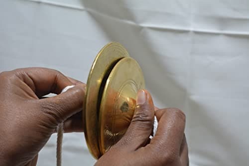 Brass Manjira Cymbals for Puja, Meditation & Kirtan | Traditional Indian Hand  5
