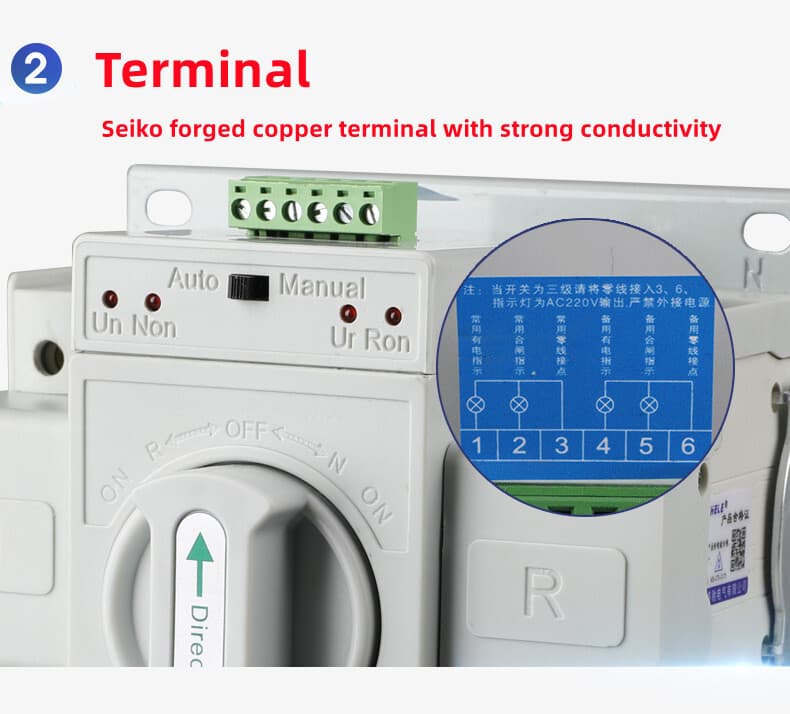 63A 2P 220V Dual Power Automatic Transfer Switch Generator Changeover Switch 4