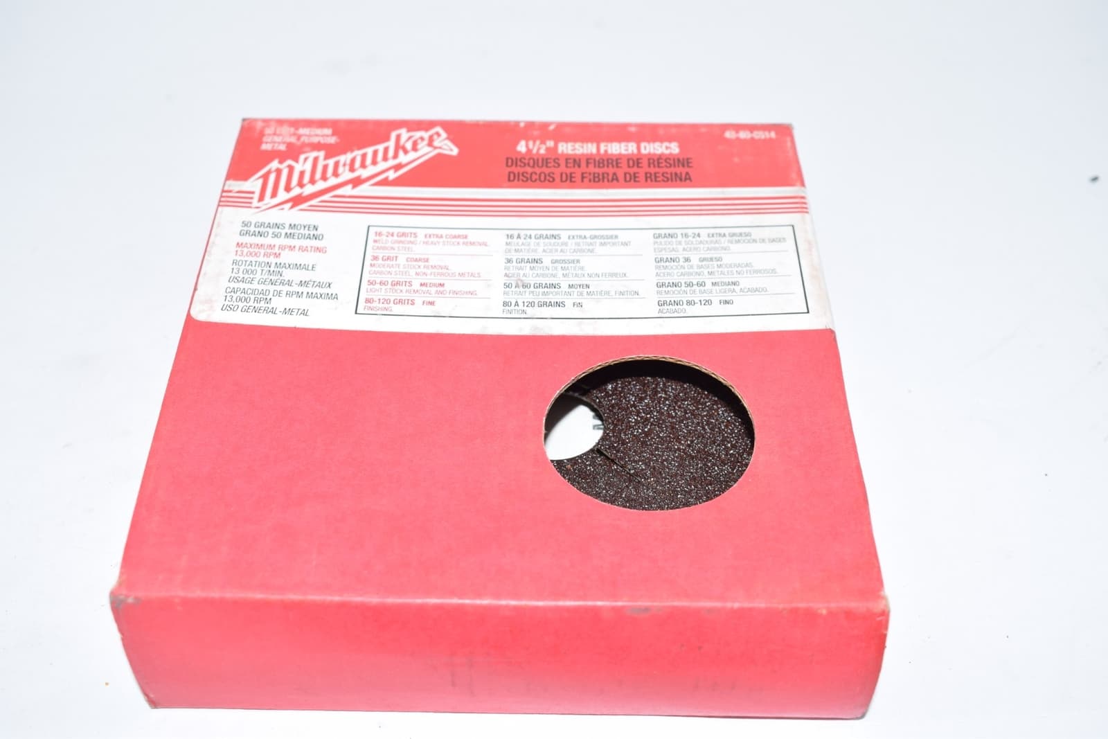 NEW Milwaukee 48-80-0514 Sanding Disc 4-1/2'' 50 Grit (5 per pack)
