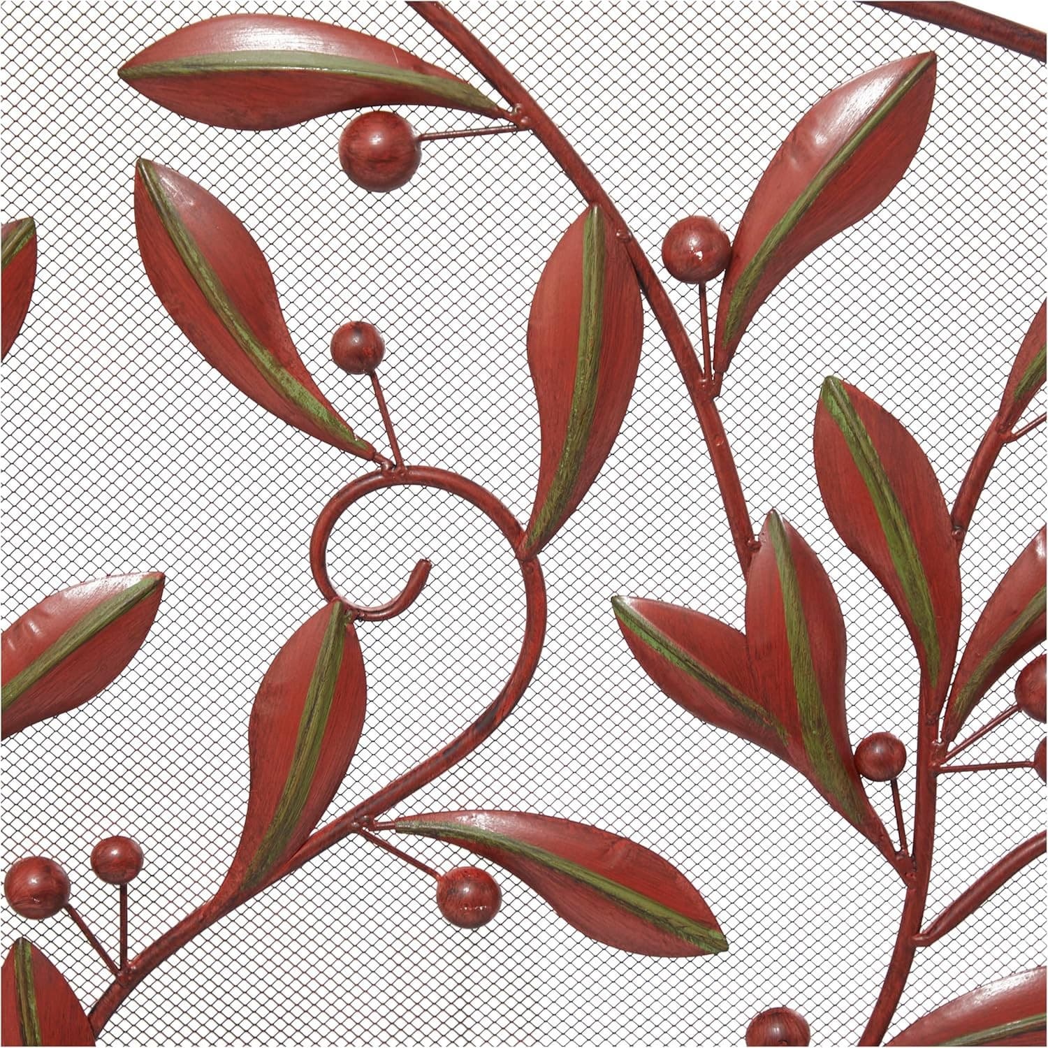 Metal Foldable Mesh Netting 3 Panel Fireplace Screen With Leaf And Vine Relief 2