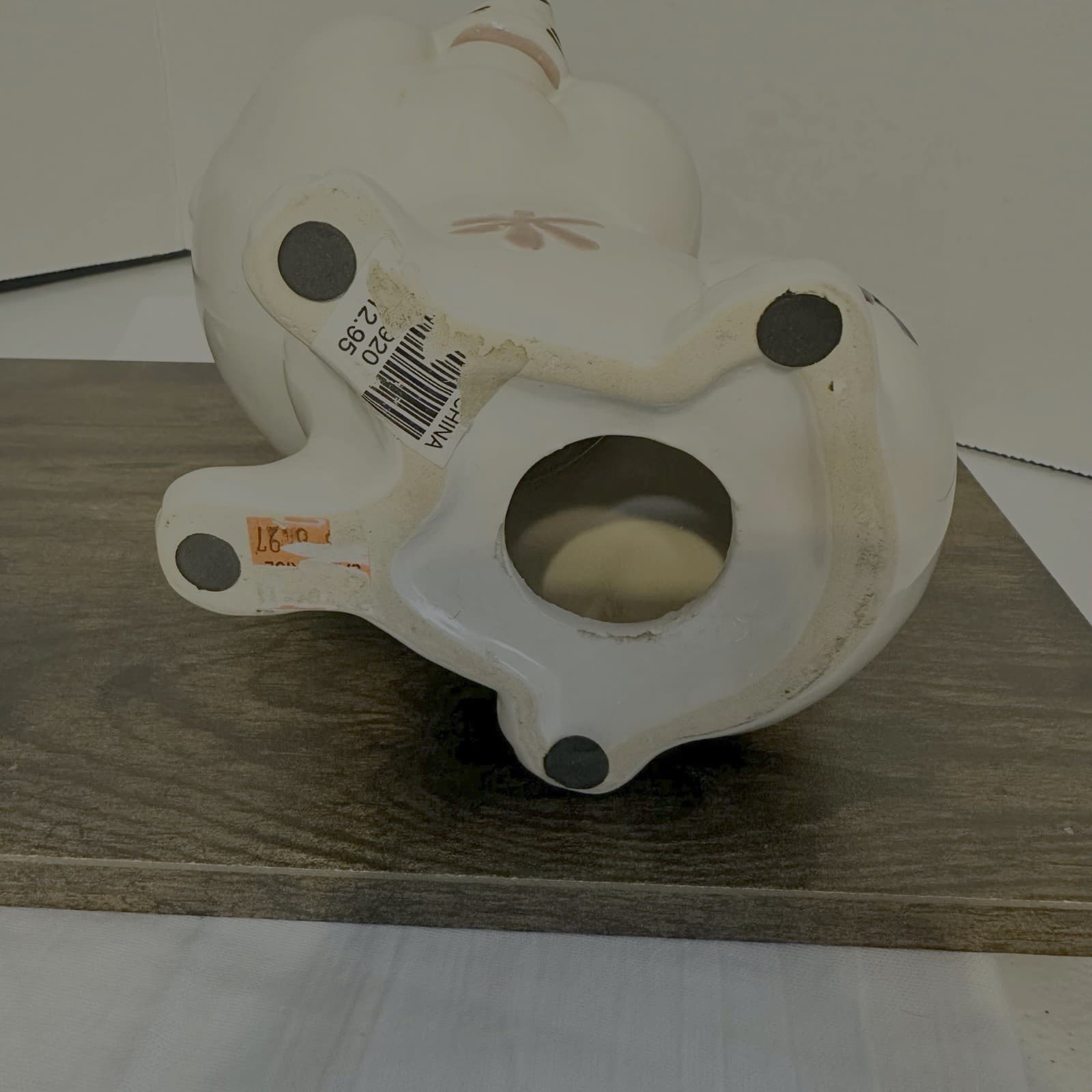 Kitty Cat Coin Bank Ceramic Big Eyes 70s Flower Power Vintage With Flaws 6