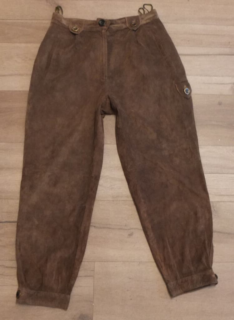 Country C&A Naturally Leather Pants Size 44 Top Green Traditional Style