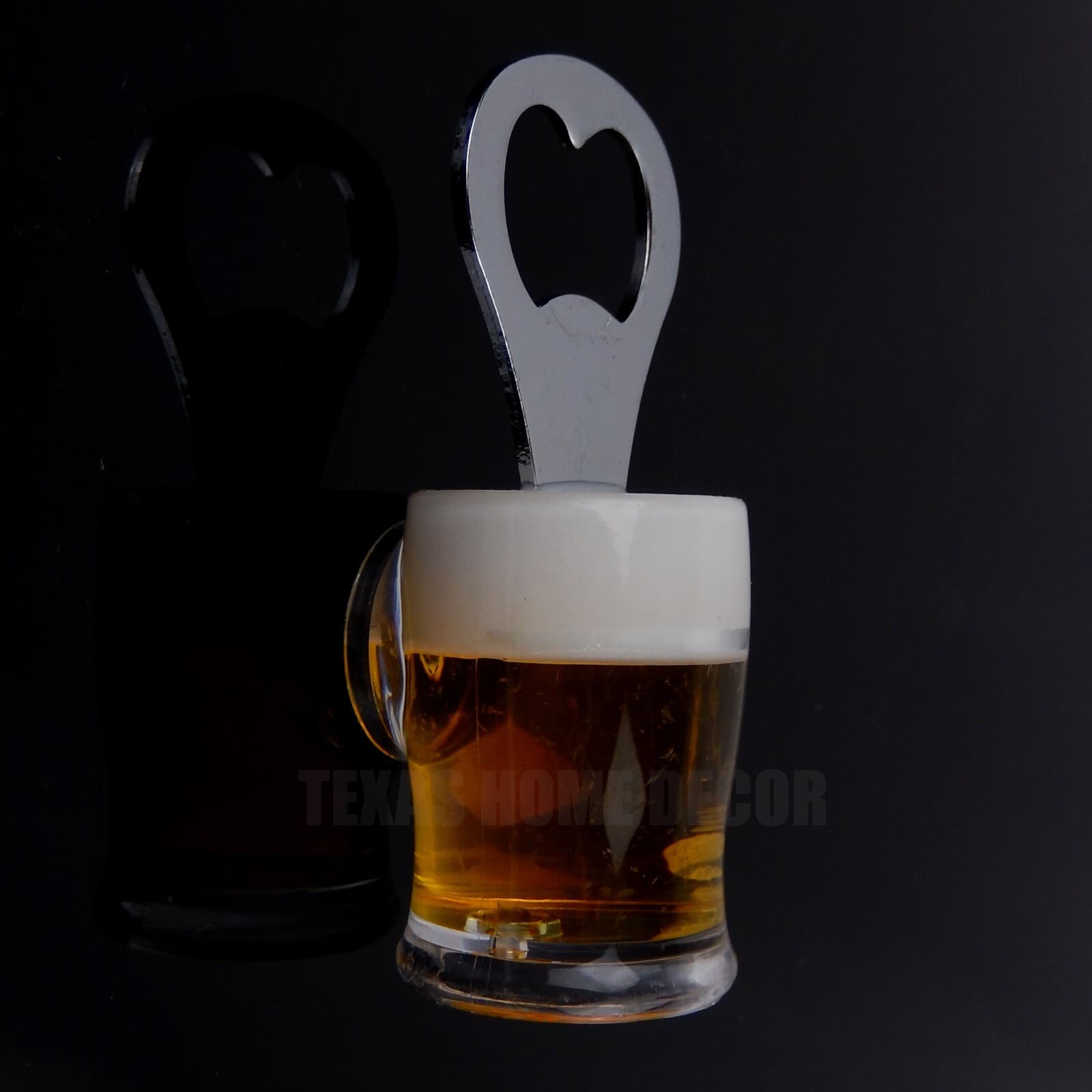 Foamy Beer Mug Bottle Opener Hand Held Liquid Filled Fridge Magnet Bar Man Cave 4