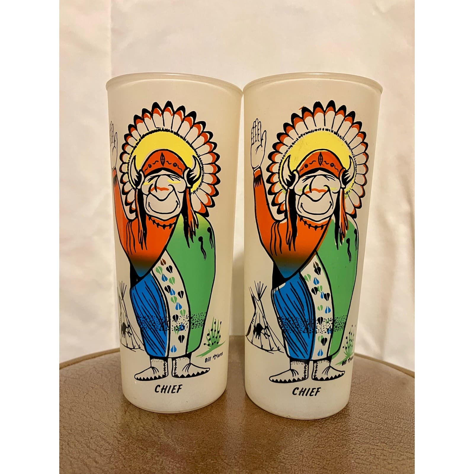Vintage Native American Frosted Glasses.