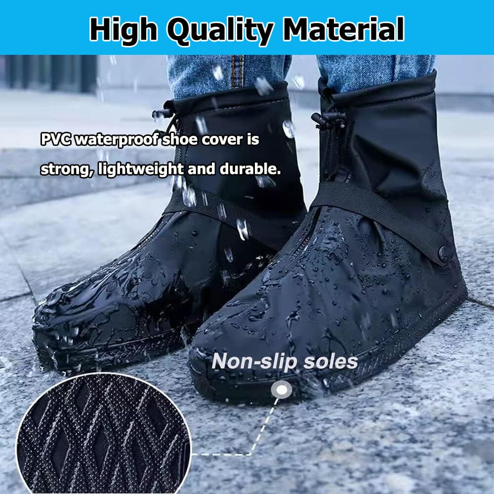 Reusable Rain Shoes Covers Anti-slip Waterproof Zipper Overshoes Boots Protector 2