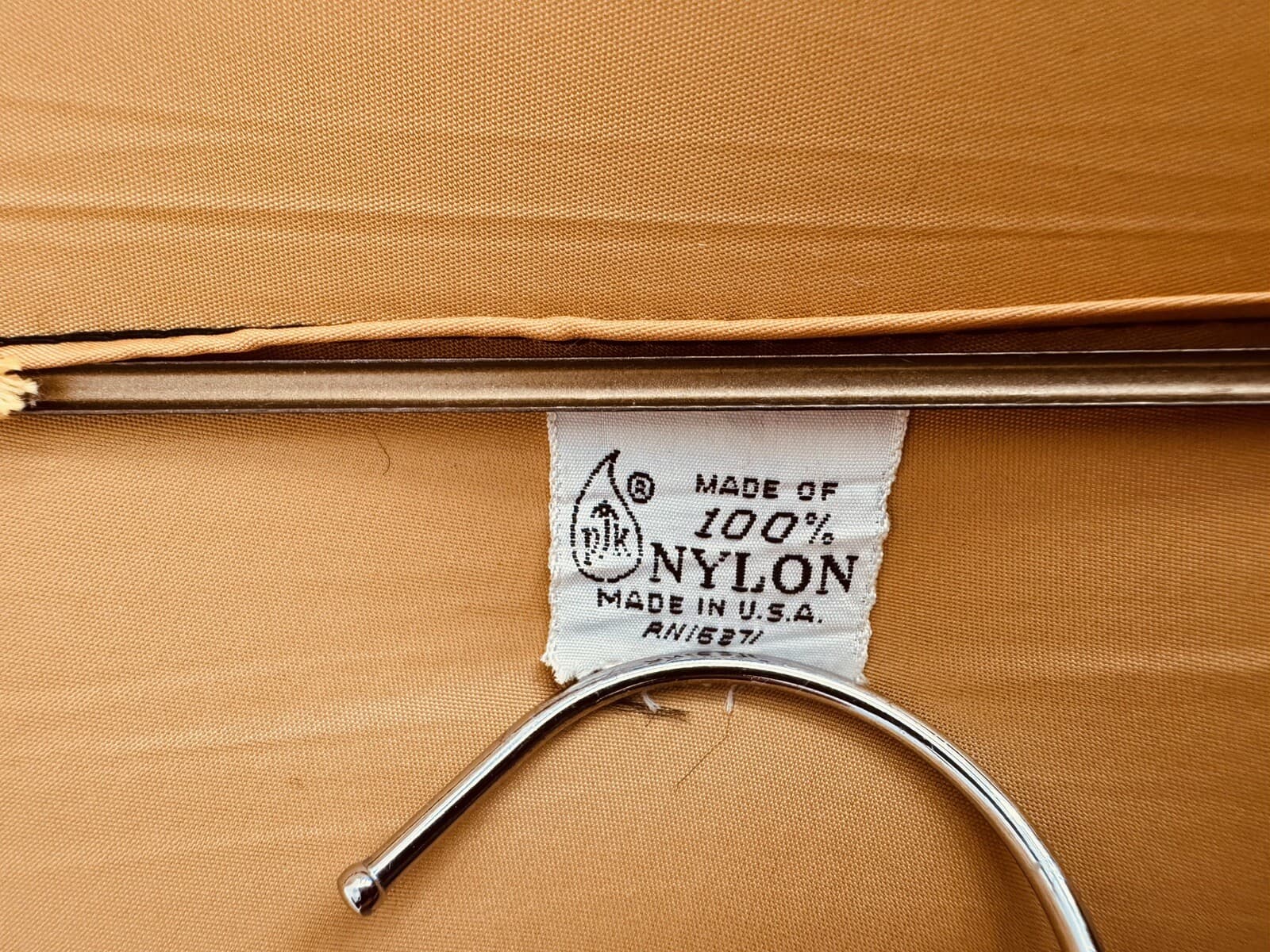 RARE ANTIQUE PK Polan Katz Nylon Umbrella Parasol Gold Brass Handle Tassel 5