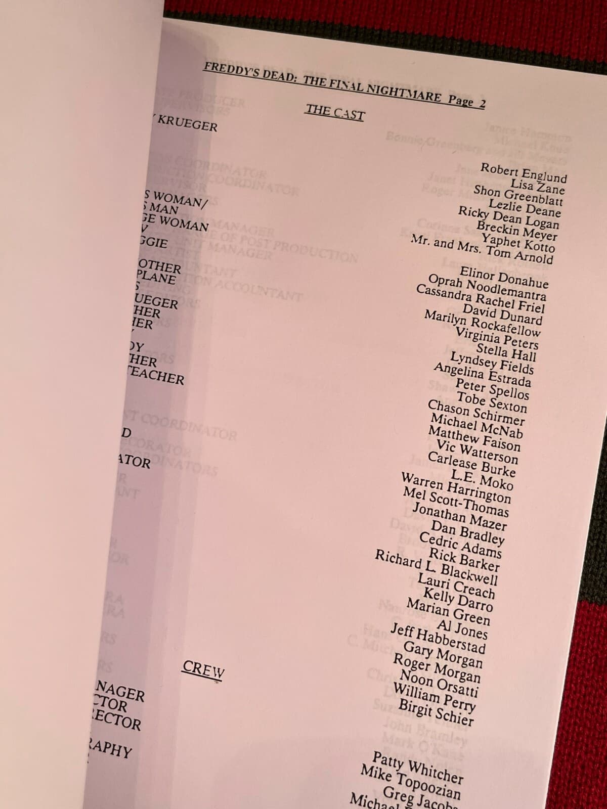 Freddy's Dead Production Notes- Cast-Signed- Autograph Reprints- Press Kit 2