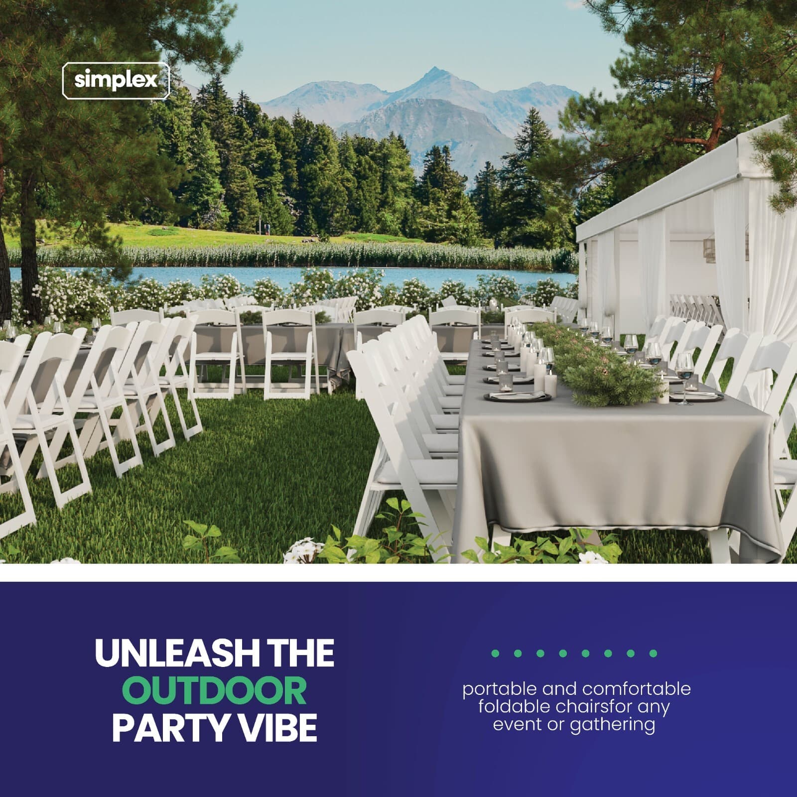 White Folding Chairs–Resin Stackable with Padded Seat - Indoor & Outdoor Events 4