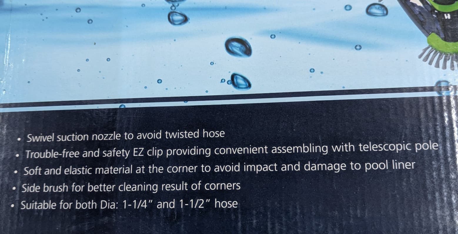 Sepetrel Transparent Triangle Pool Vacuum Head Side Brushes 1-1/4 & 1-1/2" Hose 3