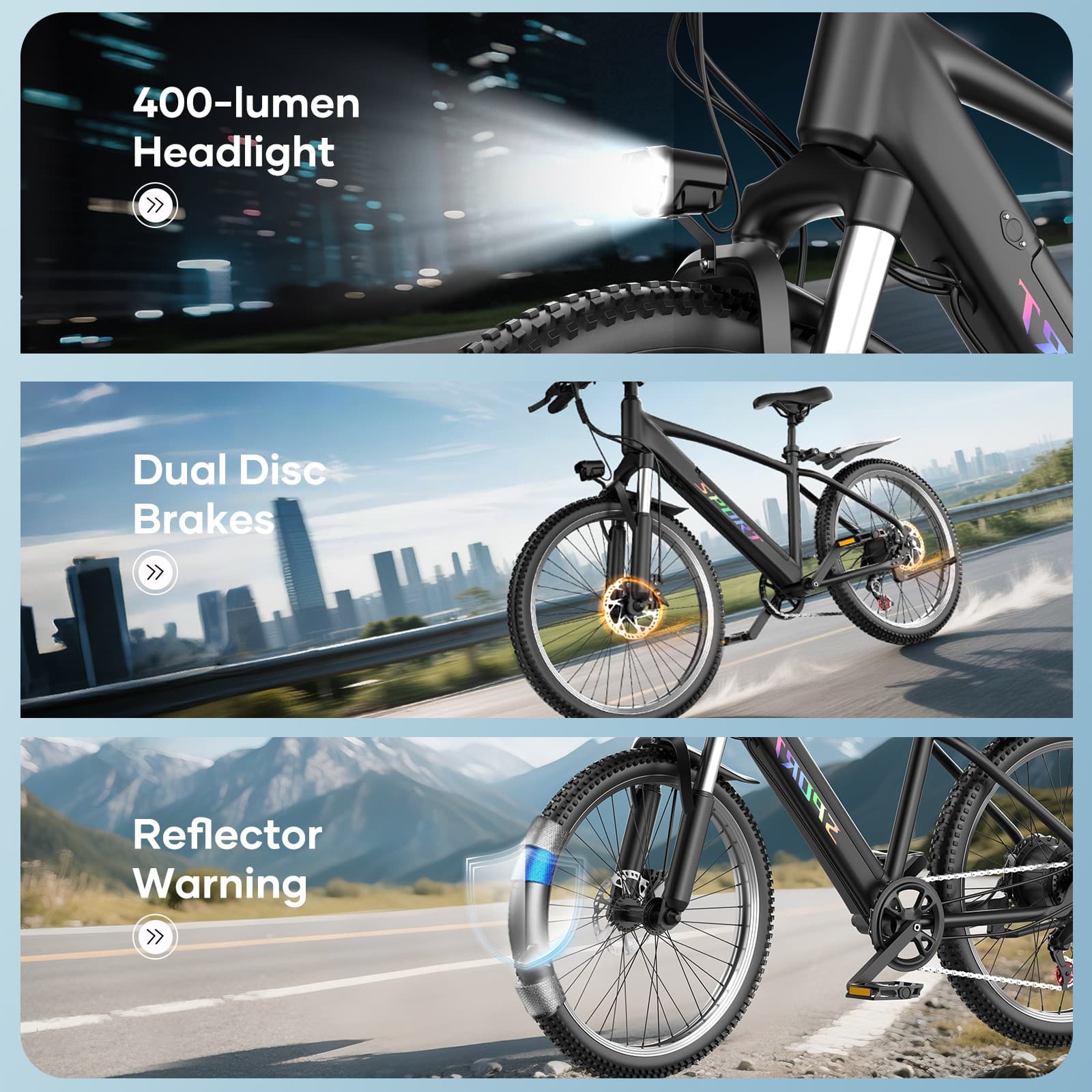 Electric Mountain Bike Peak 1500W 48V 26" City Bike 65 Miles EBikes Adults Teens 4