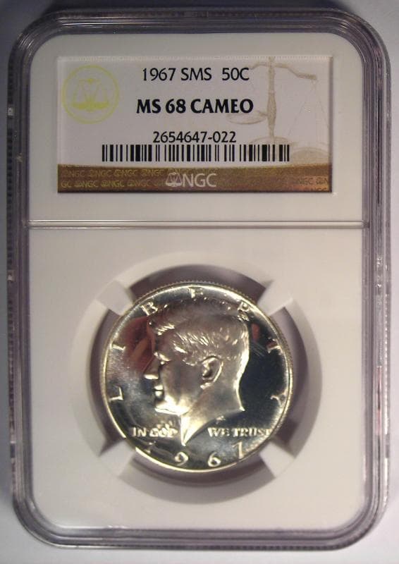 1967 SMS Kennedy Half Dollar 50C Coin - NGC MS68 Cameo PQ - $825 Value! 2