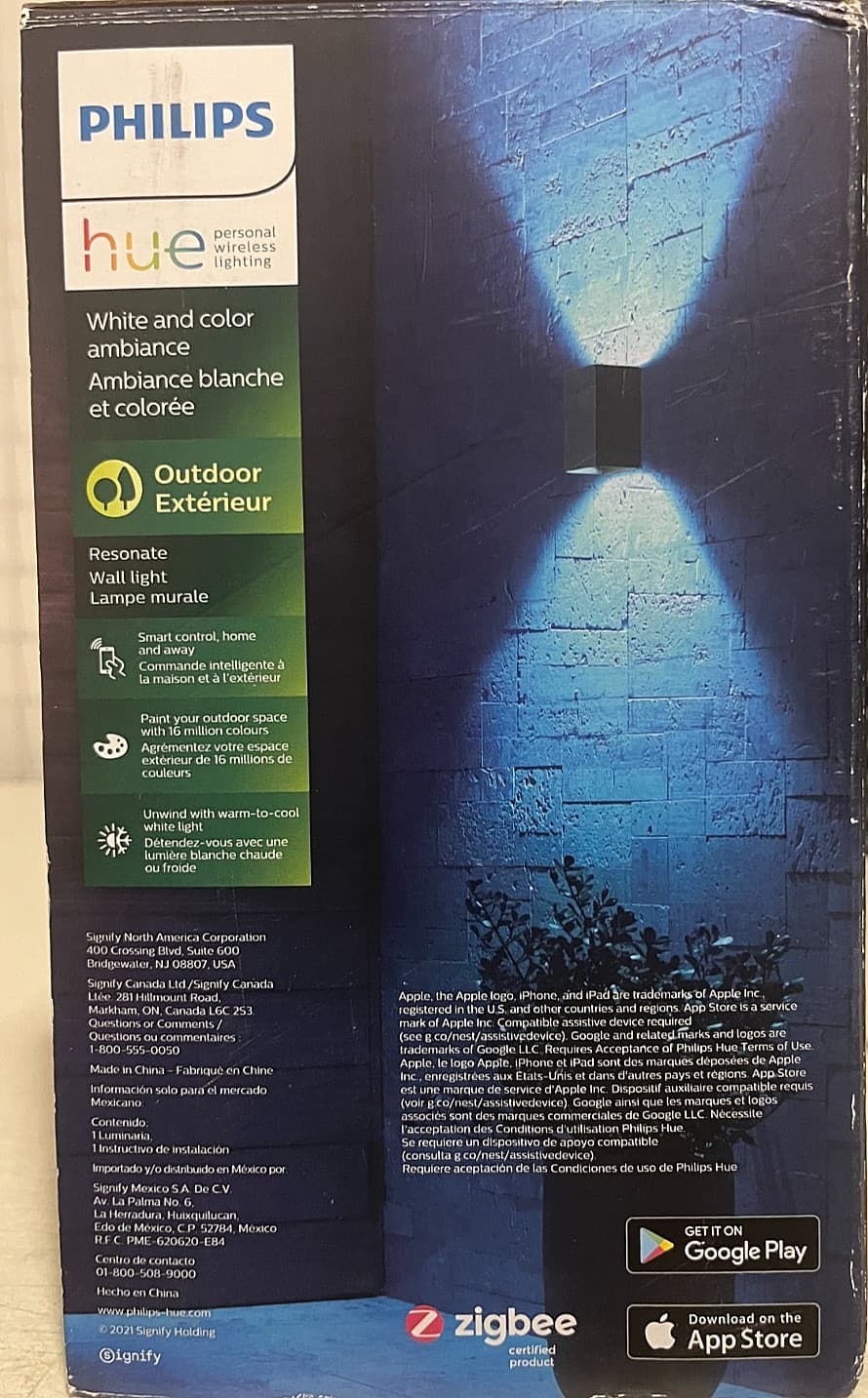 Philips Hue Resonate White & Color Ambiance Outdoor LED Wall Light -Black NEW 4