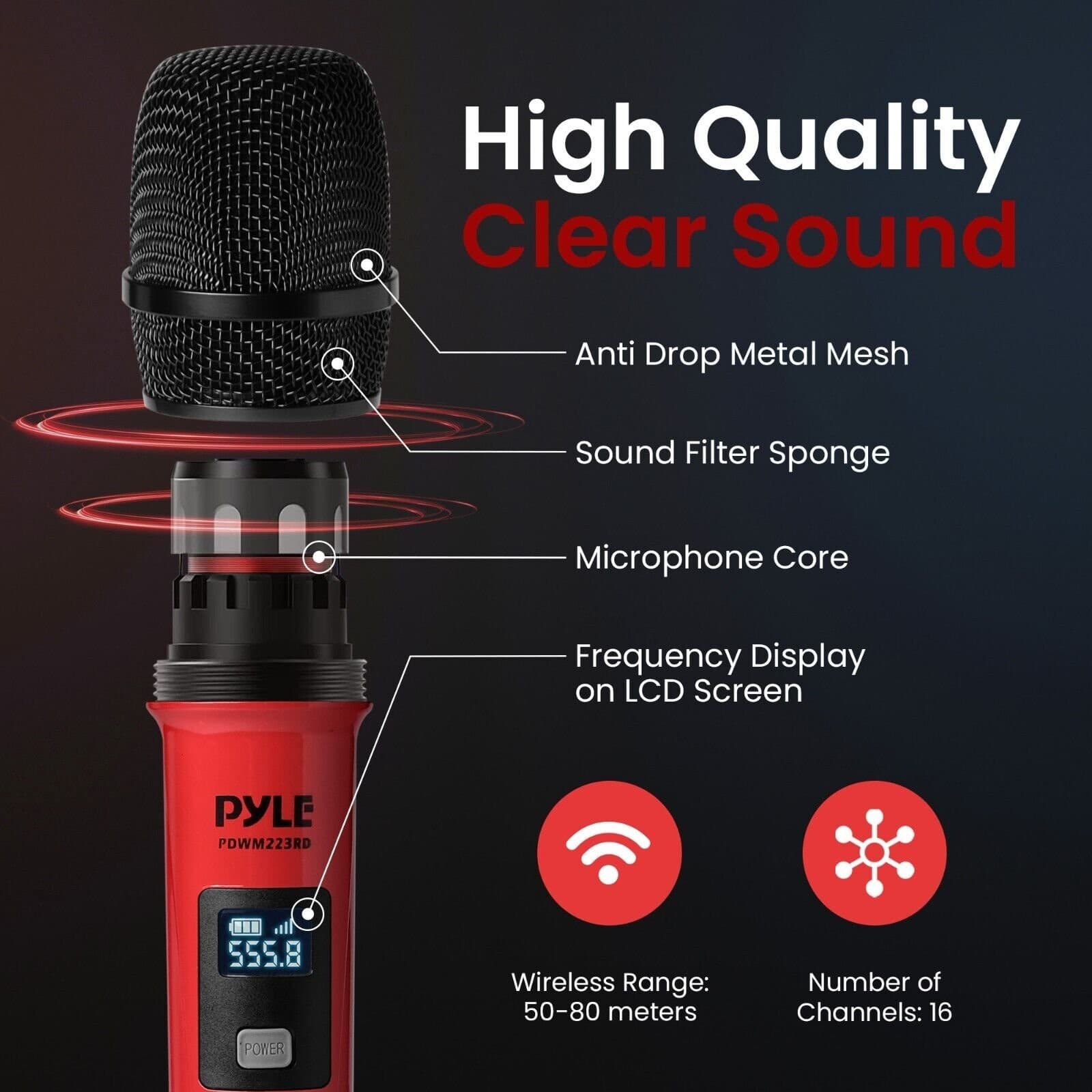 Pyle Addressable UHF 4 Channel Wireless Microphone System 2