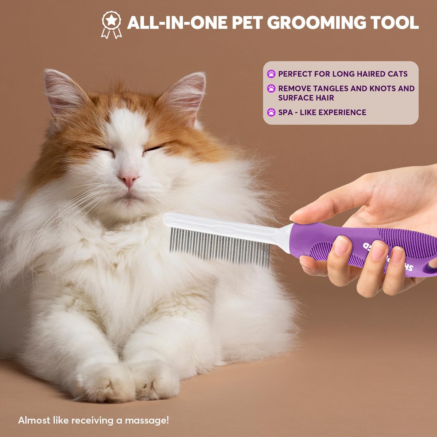 Detangling Pet Comb for Dogs & Cats with Long & Short Stainless Steel Metal Teet 5