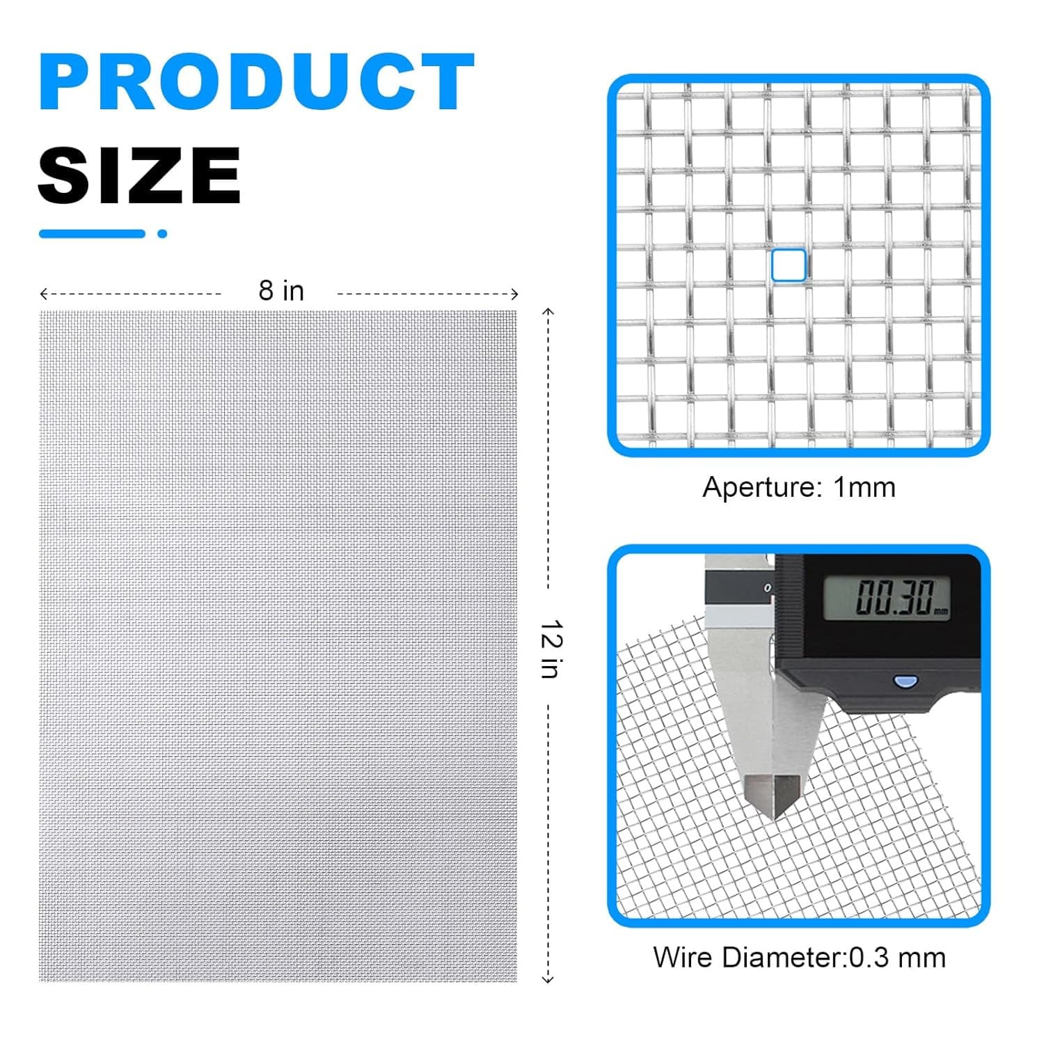 6 Pack 12×8 Inch 304 Stainless Steel Wire Mesh Screen 20 Mesh 1mm Hole Filter 3