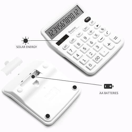 White Calculator, Basic Office Calculator, Desktop Calculator 12 Digit, Large  5