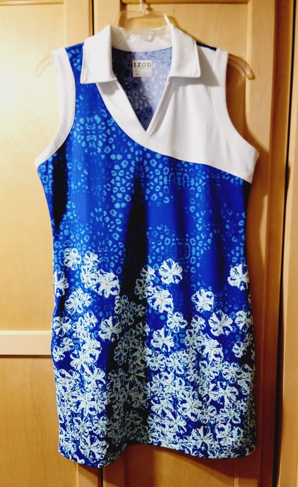 Womens Izod Golf Textured Floral Print Sleeveless Active Dress With Pockets MED