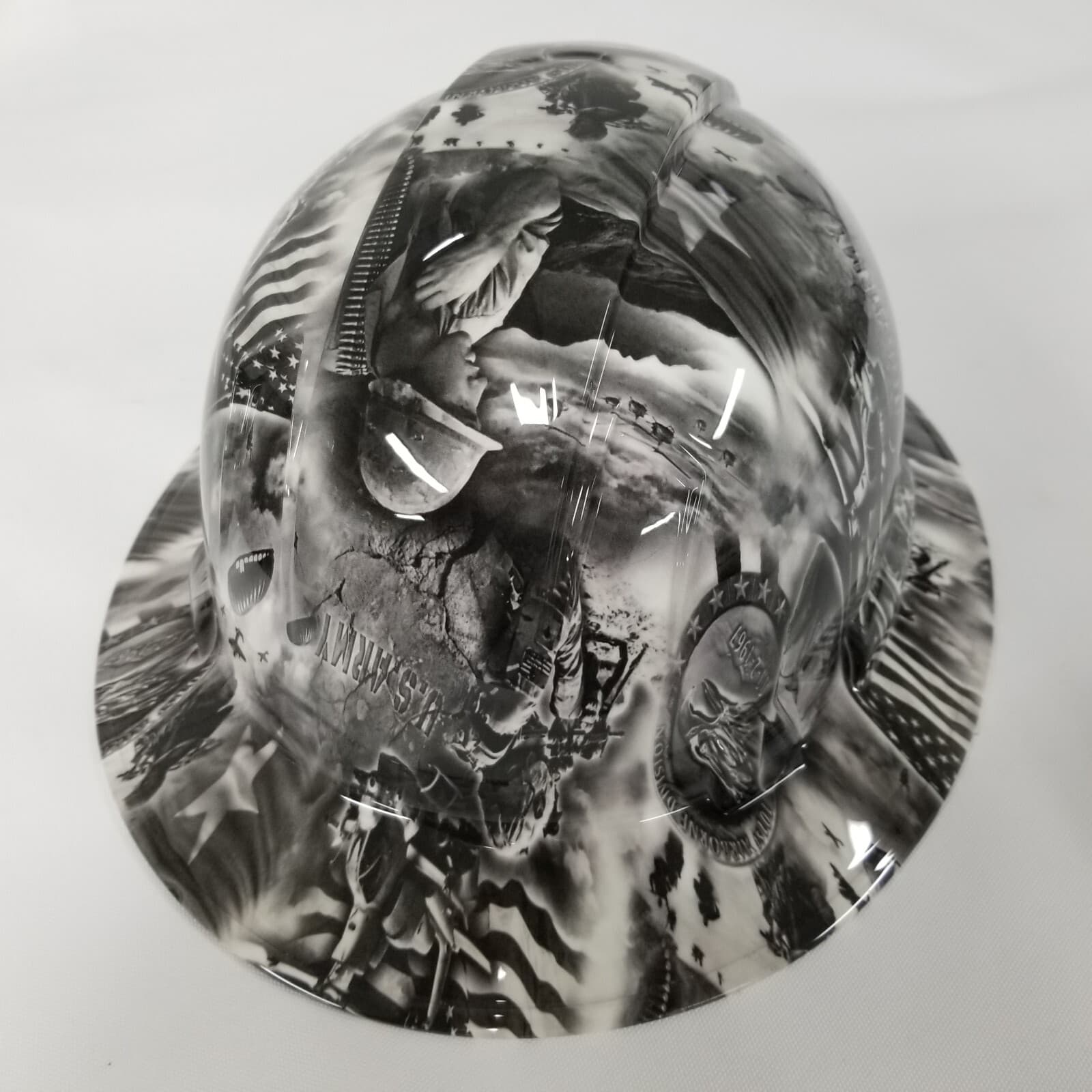 NEW FULL BRIM Hard Hat custom hydro dipped MILITARY TRIBUTE SALUTE TO THE BRAVE  4