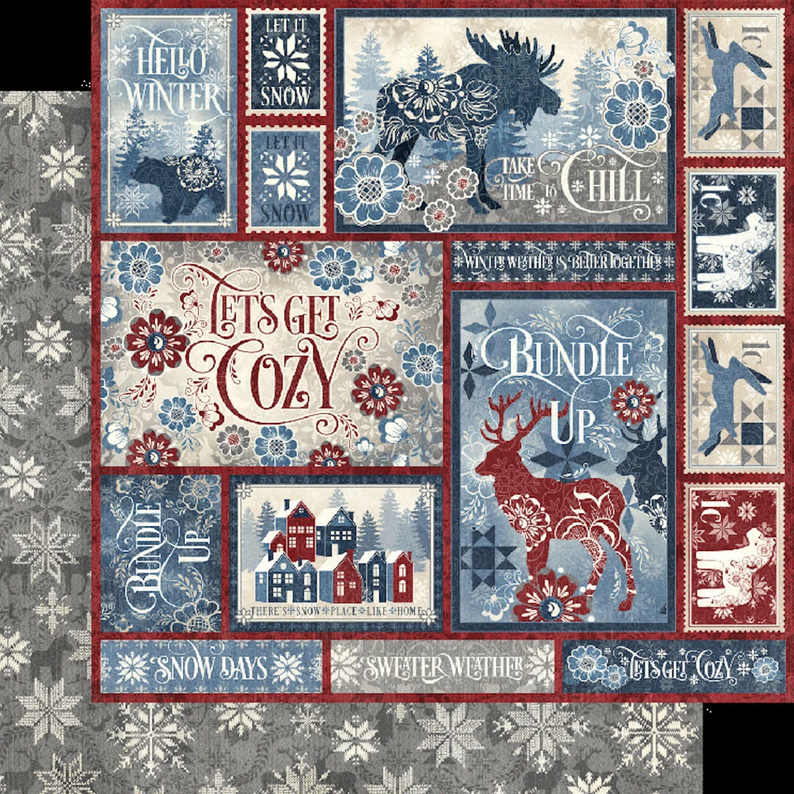 Graphic45 LET'S GET COZY 8-PACK 12x12 DOUBLE-SIDED PRINTED CARDSTOCKS 4