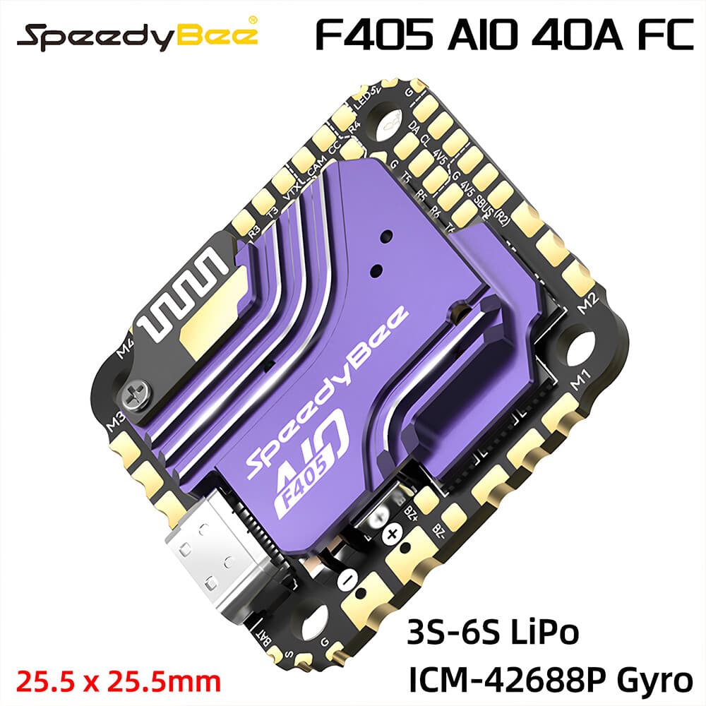 SpeedyBee F405 AIO 40A Flight Controller FC For 2-4" Ultra-Light 5" FPV Drones 3