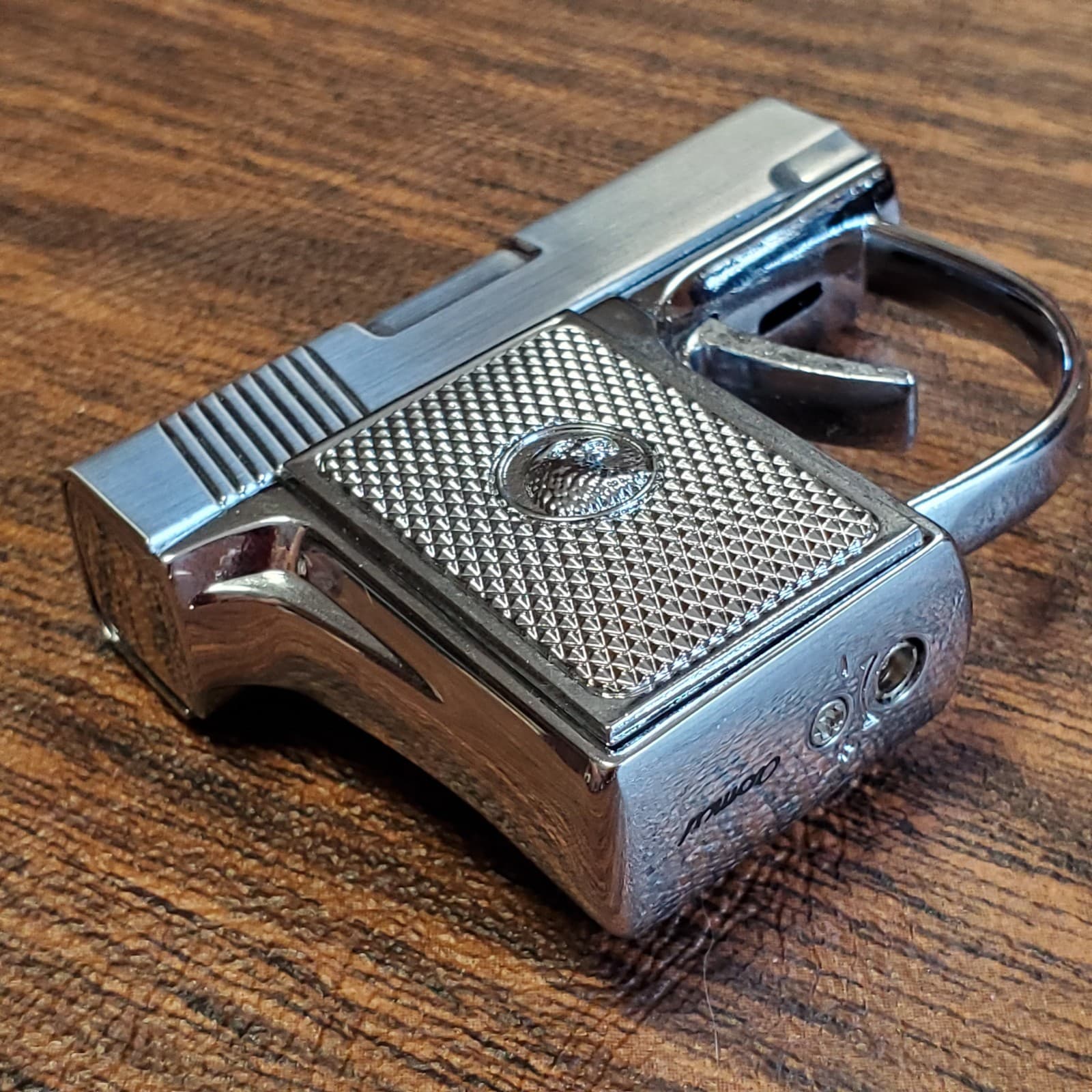 Pistol Shaped Gun Lighter FIRE Stainless Color METAL, Mini Zip Gun -USA SHIP New 2