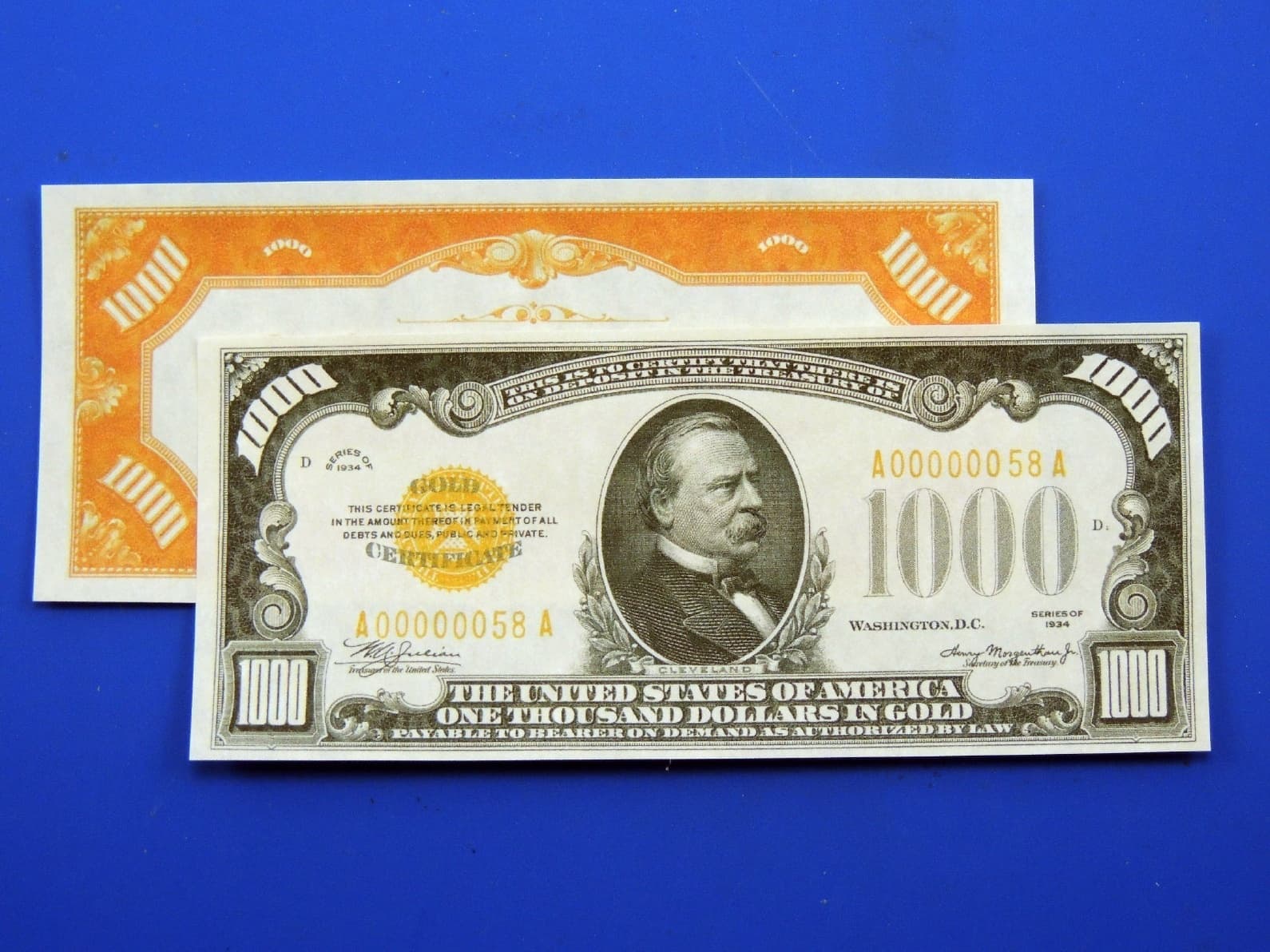 Reproduction $1000 1934 Gold US Paper Money Currency Copy