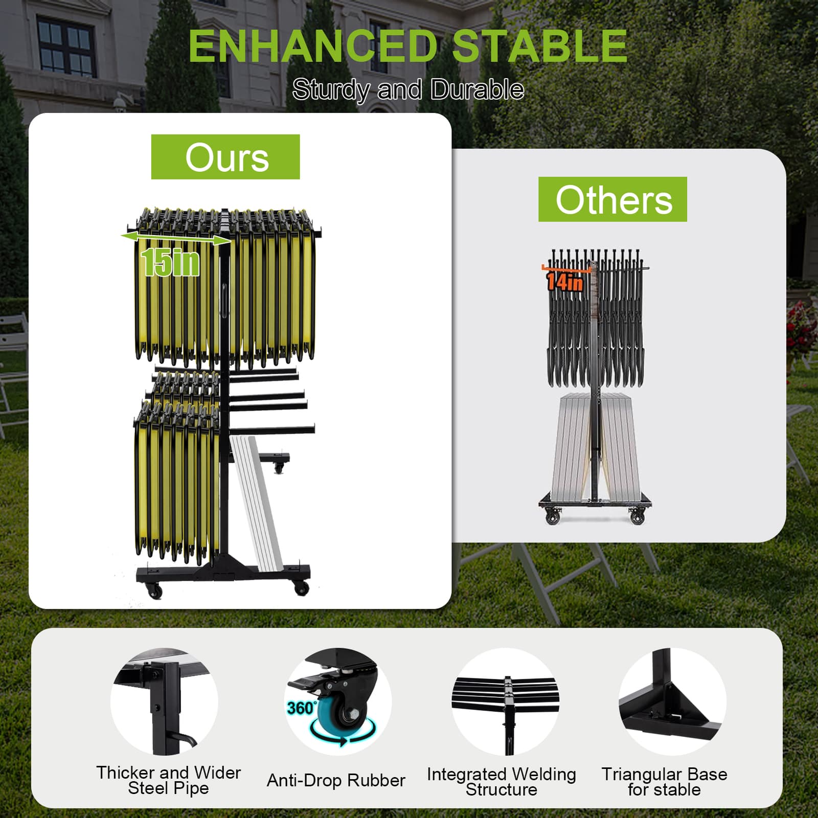 LoJok Folding Table and Chair Cart, 400/800 LBS Capacity for 42/84 Chairs 5