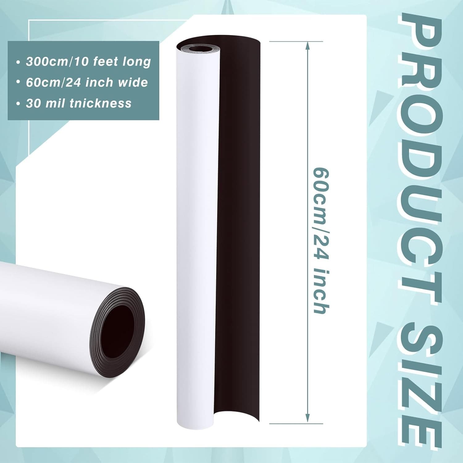24 Inch X 10 Feet, 30 Mil Blank White Surface Magnet Sheets Magnetic Roll Printa 2