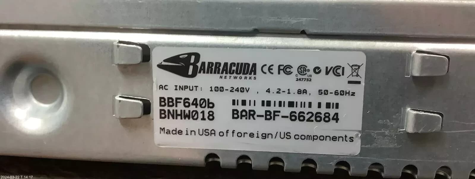 Barracuda Load Balancer 640 BBF640b  BNHW018 2