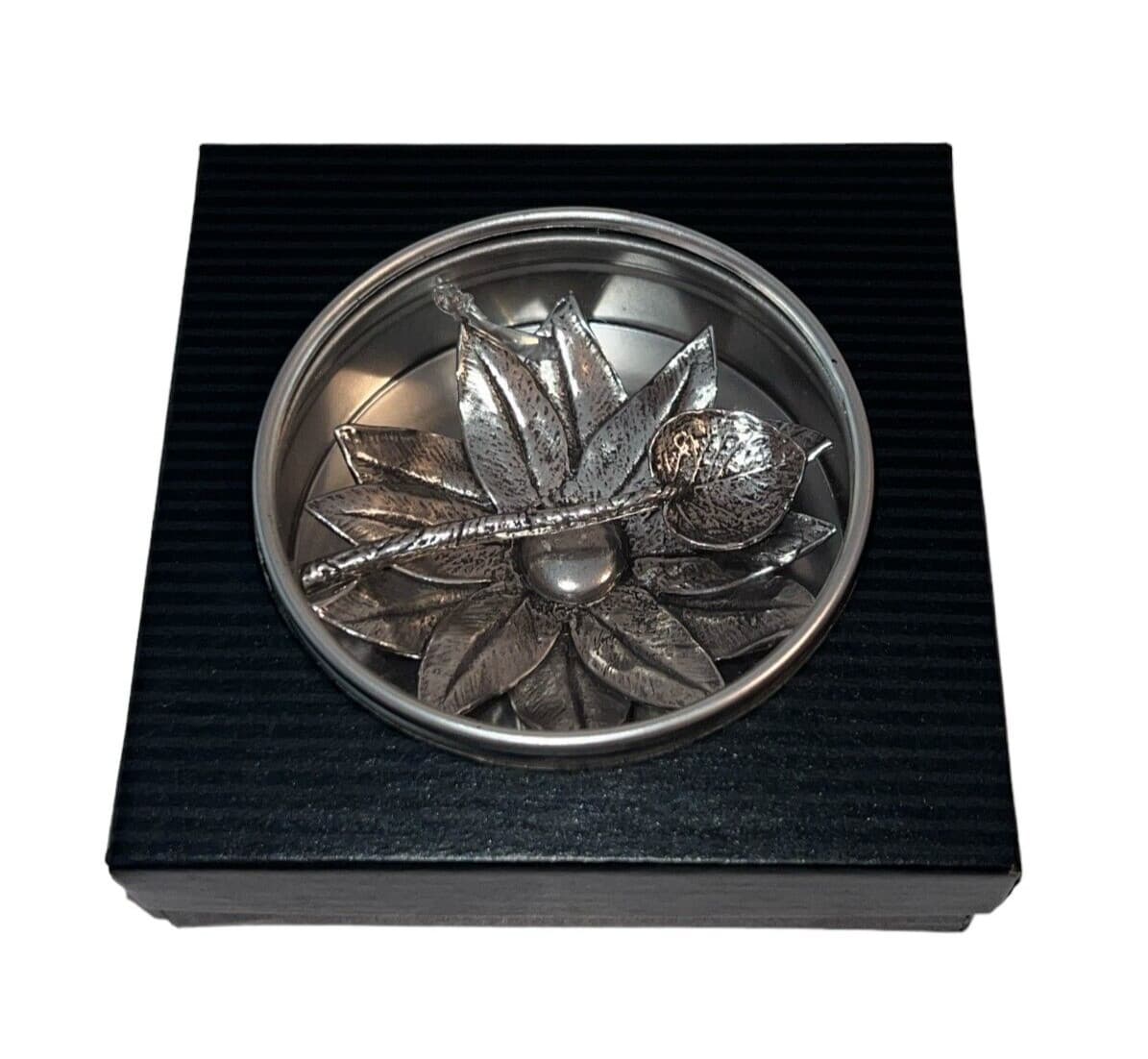 Clay Company Vineyard Gardens Pewter Salt Cellar With Spoon Sunflower Design 2