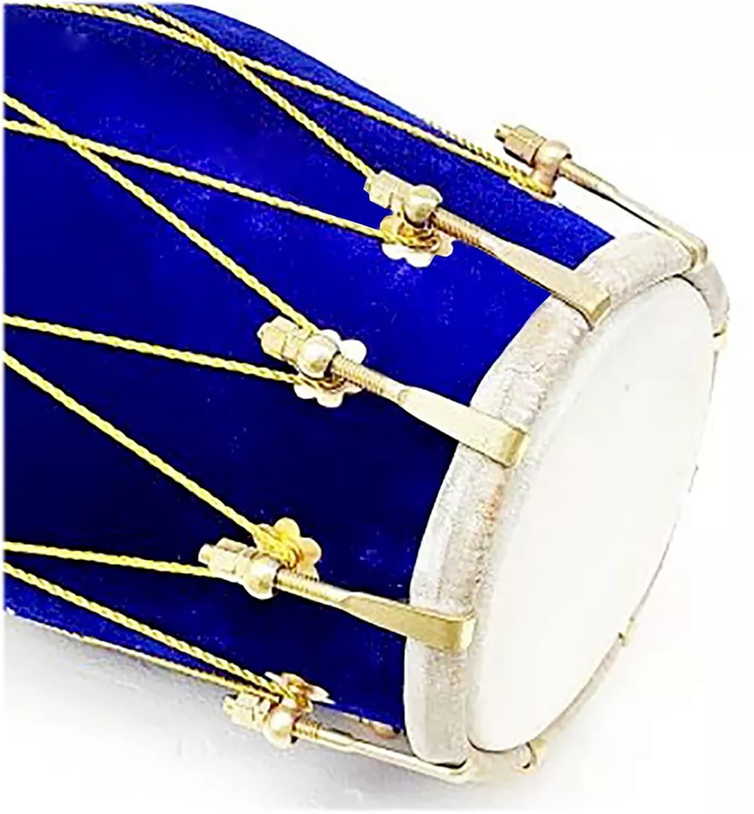 Premium Blue Velvet Dholak with Cover – Elegant Design and Authentic Sound 3