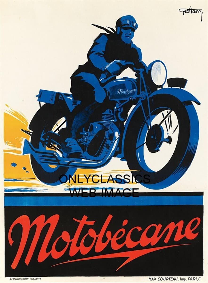 Motobécane MOTORCYCLE MAN SPEEDS ALONG GEO HAM PARIS 11X17 POSTER ART GRAPHICS
