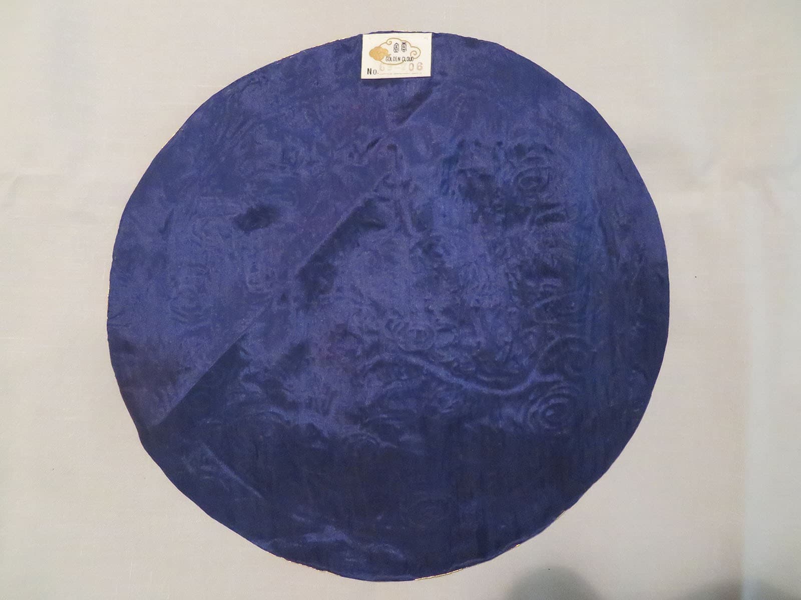 Vtg Chinese Golden Cloud Dragon Medallion Round Hand Embroidered Silk Rayon 11" 6