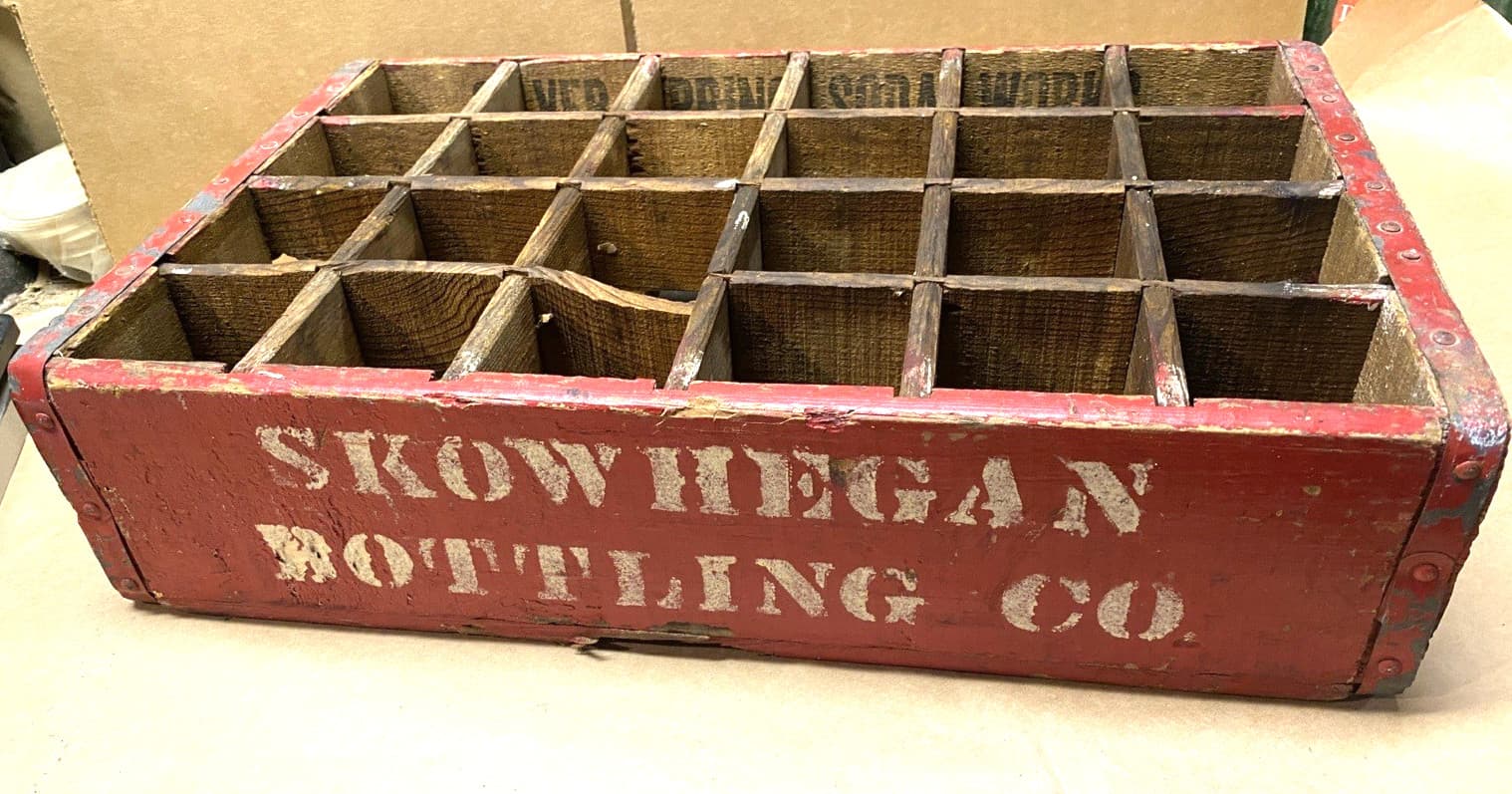 Vintage  Wood Wooden Soda Crate, Box - Skowhegan Bottling Co. -  24 Pocket 4