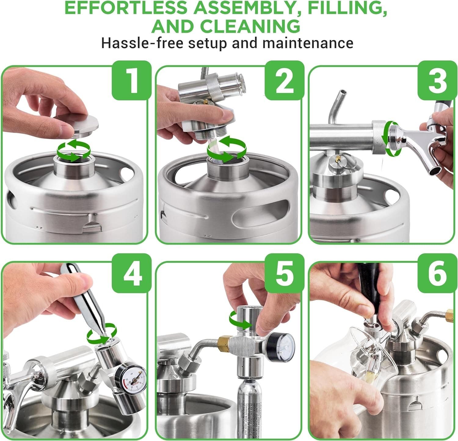 Sistema de grifo Growler presurizado para cerveza artesanal barril de 128 oz NEW 5