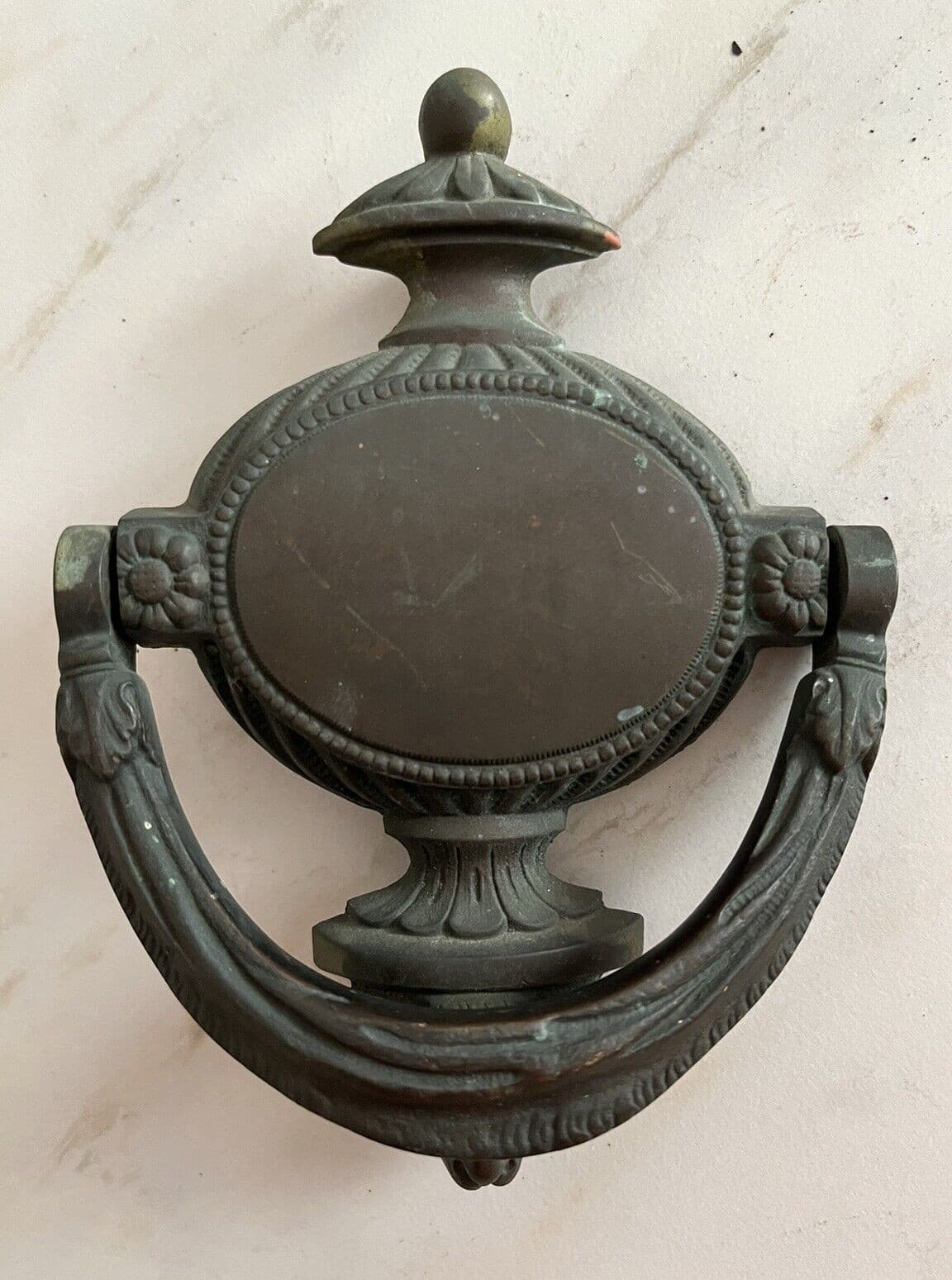 ANTIQUE 1891 VICTORIAN GEORGIAN BRONZE URN TORCHIERE with SHEEP HEAD DOORKNOCKER 3