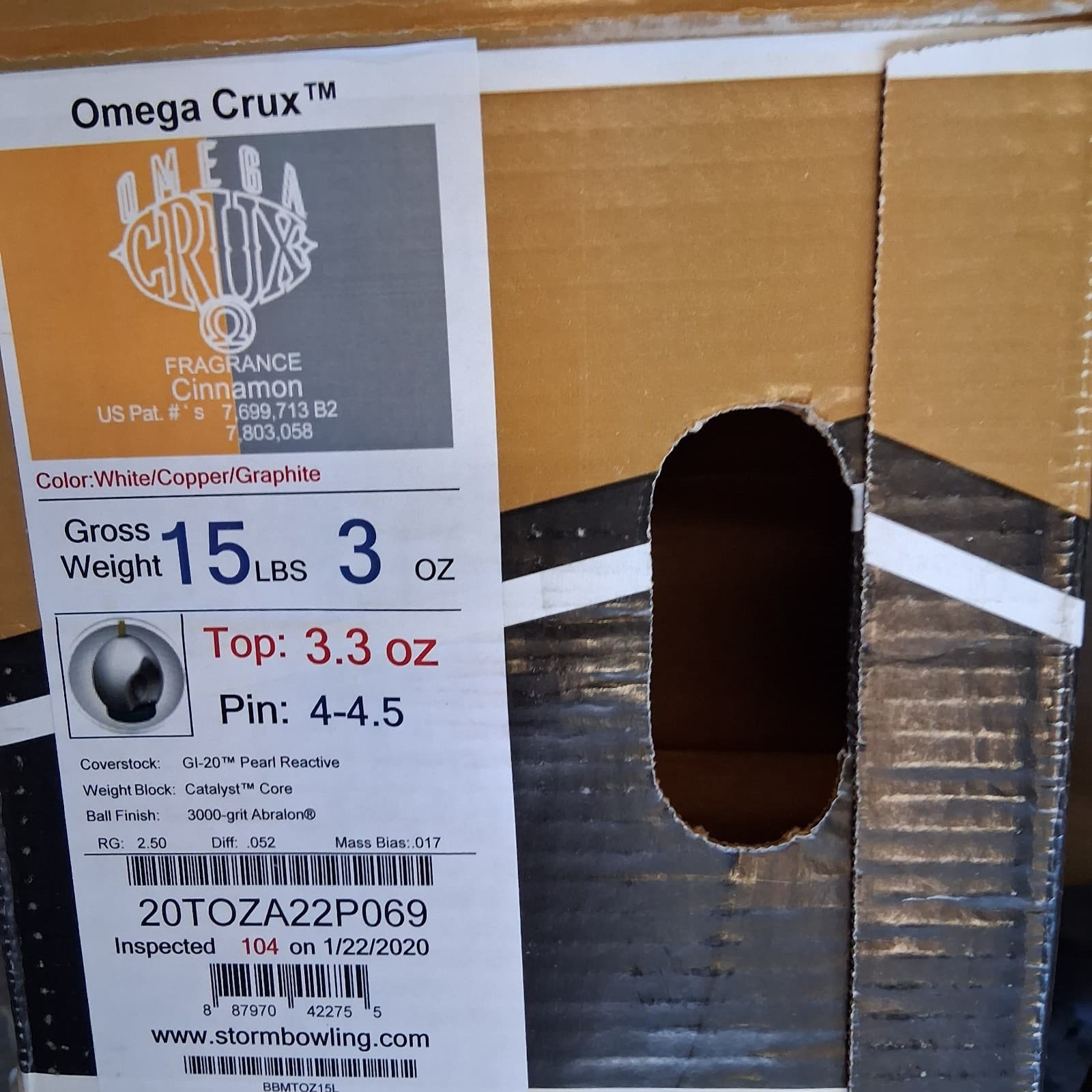 Storm Omega Crux  bowling ball 15 LB. 1ST QUALITY NEW UNDRILLED IN BOX!!  #069 2