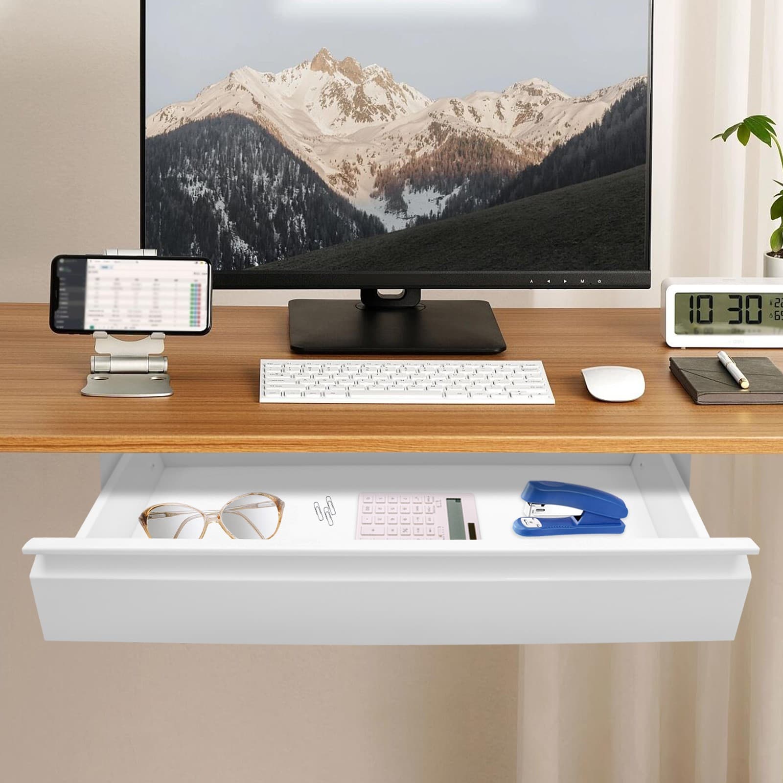 22 inch Sliding Pull-out Drawer, Storage Organizer Under Desk Mounted Iron 4