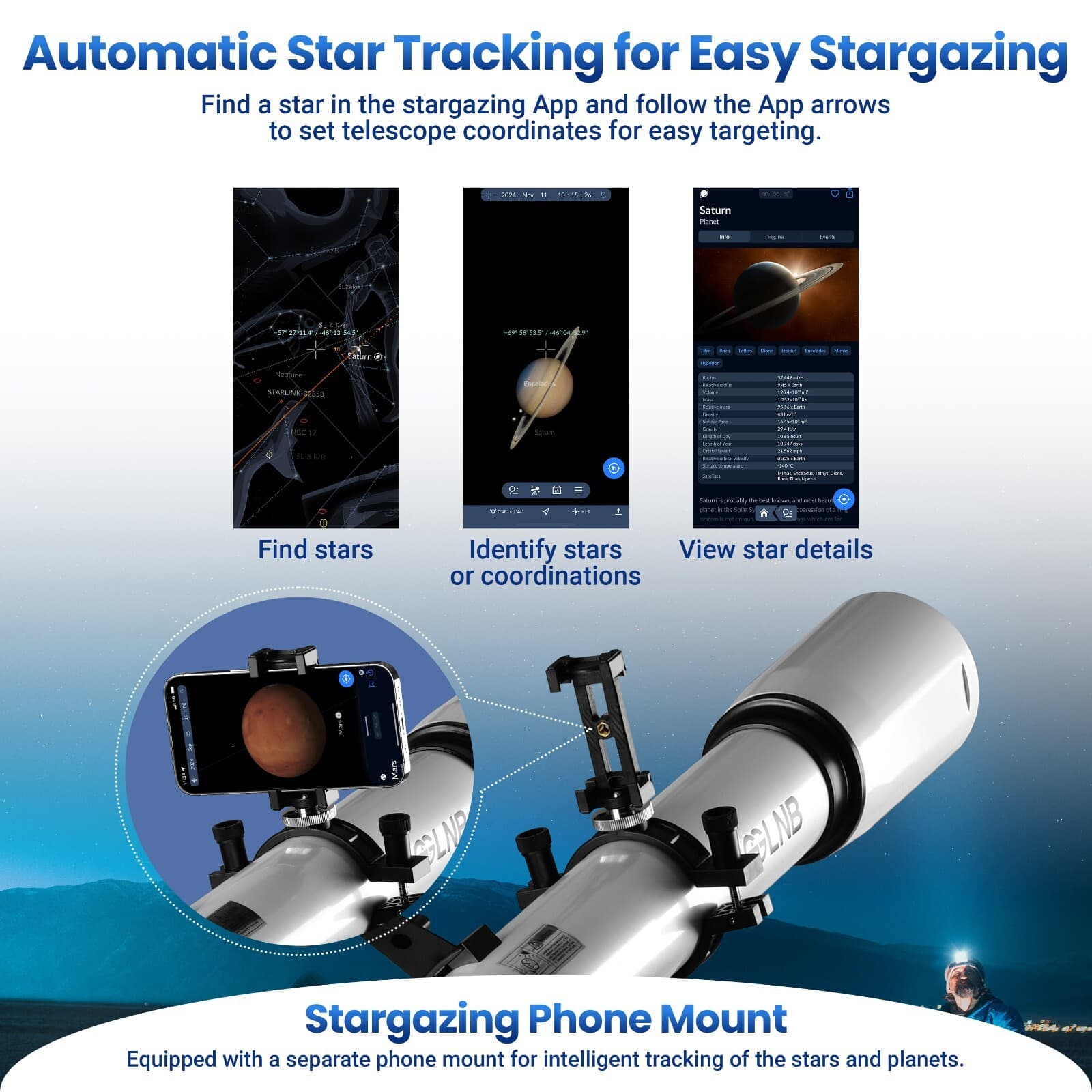 700mm Astronomical Telescope 210X with Phone Adapter for Beginner Moon Watching 6