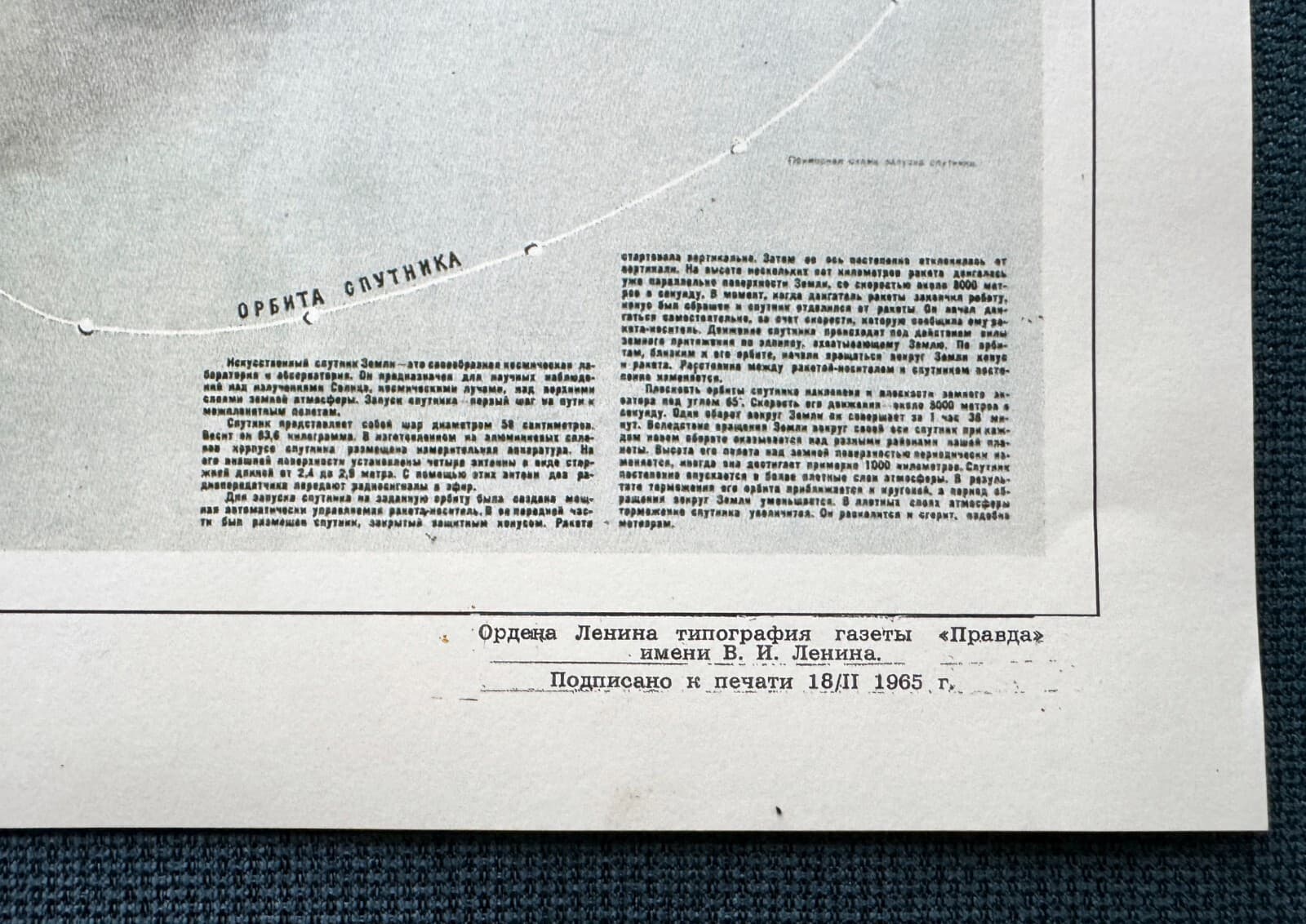 1965 Spaceship Rocket Satellite Space Original Poster Russian Soviet 30x40 Rare 2