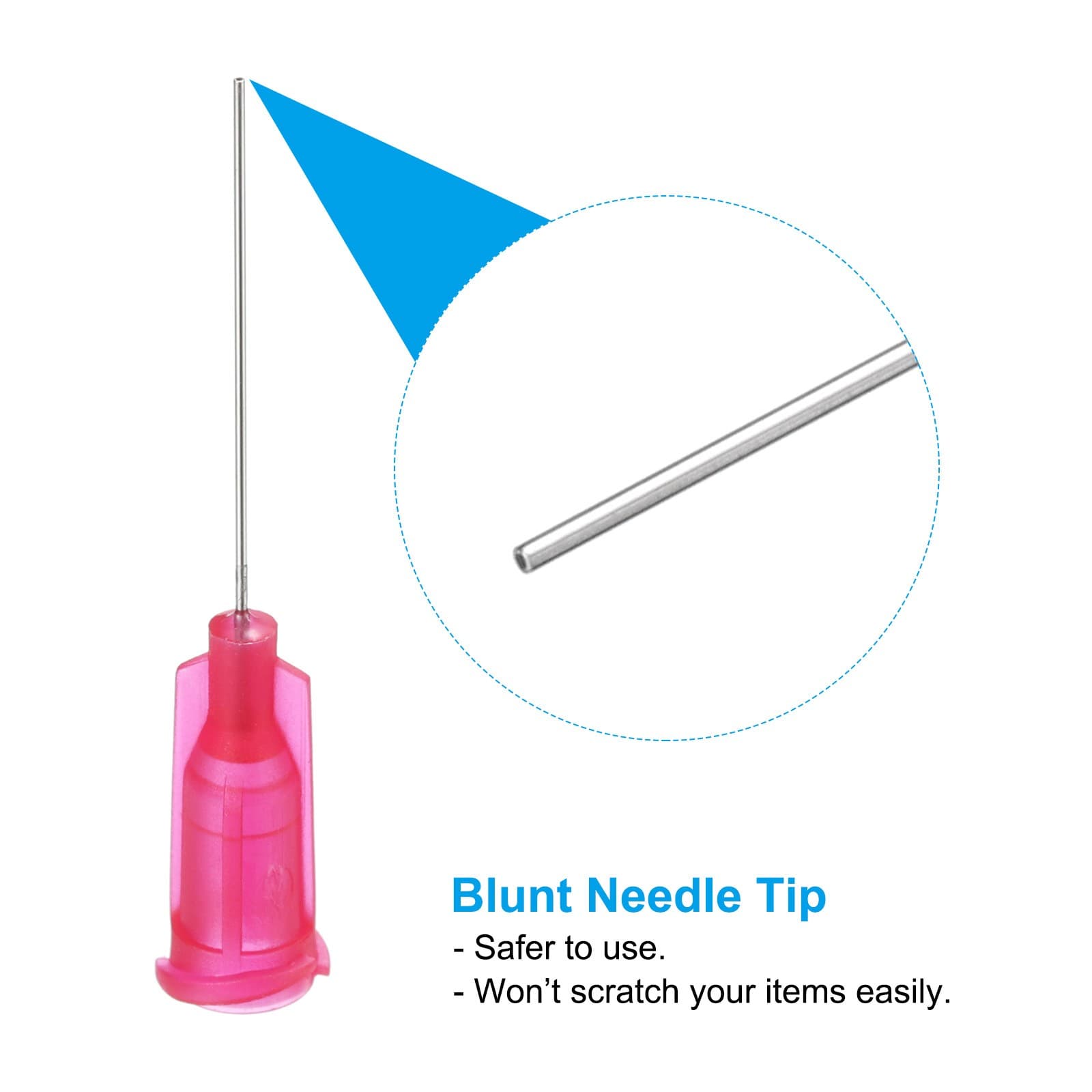 50Pcs 25Gax1" Dispensing Needle Tip Stainless Steel and Plastic Rose Red 5